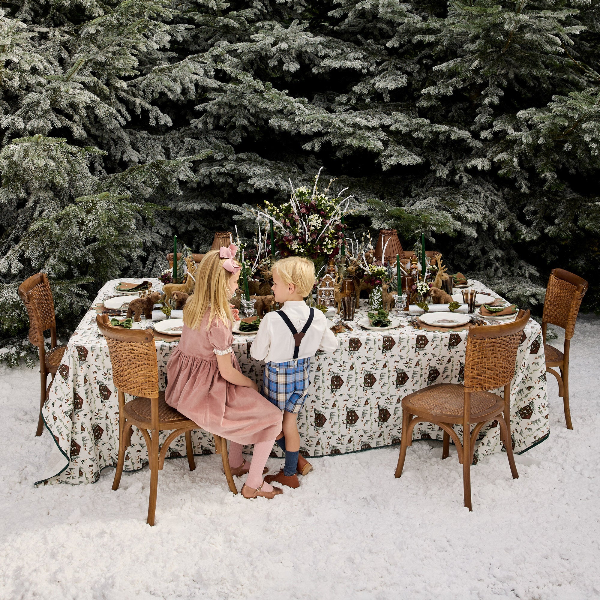 Large Green Ribboned Spotted Deer (Pair) - 56cm