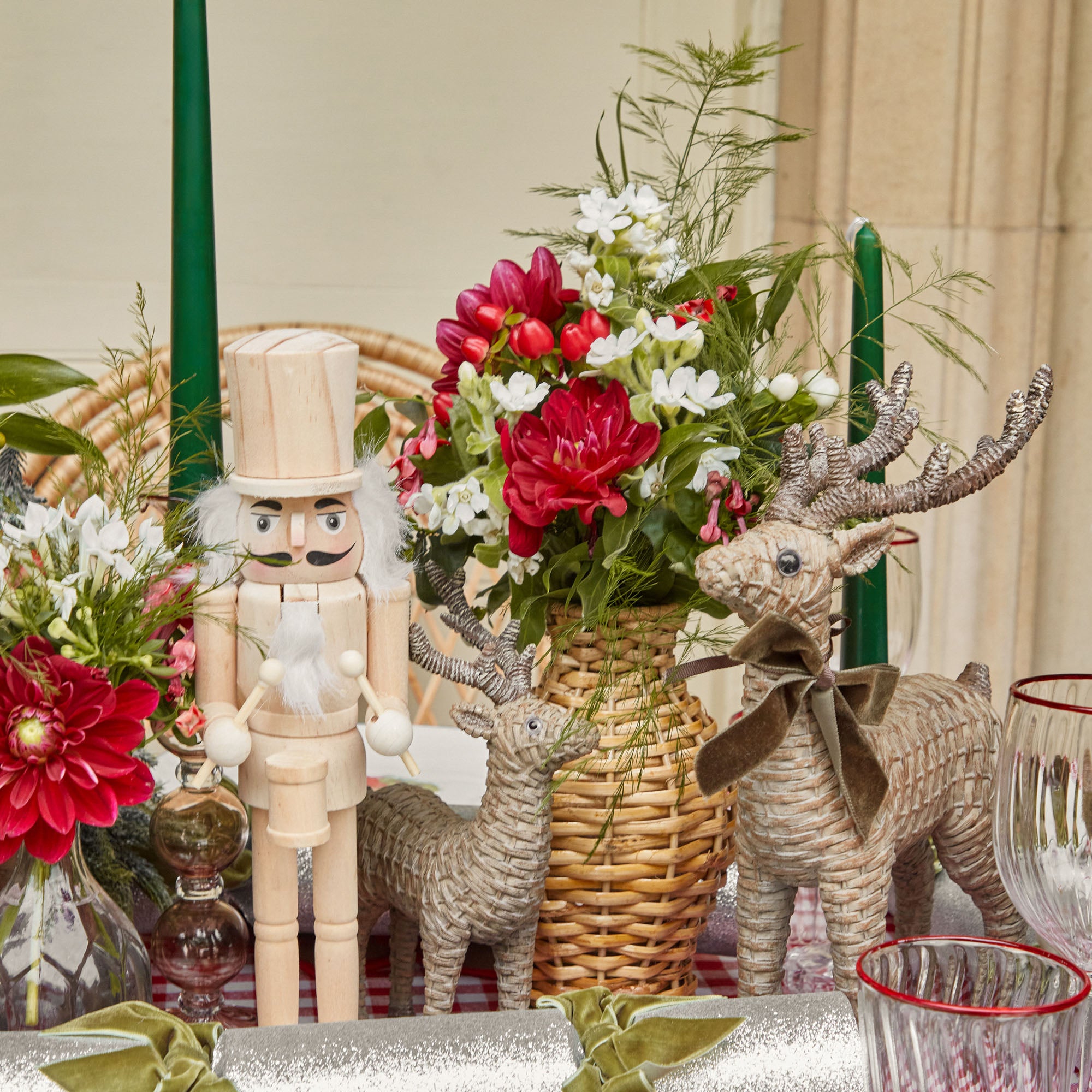 Decorate your space with the warmth and character of this Rattan Reindeer Family.