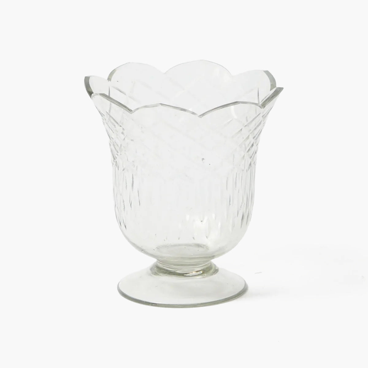 Scalloped Engraved Glass Vase
