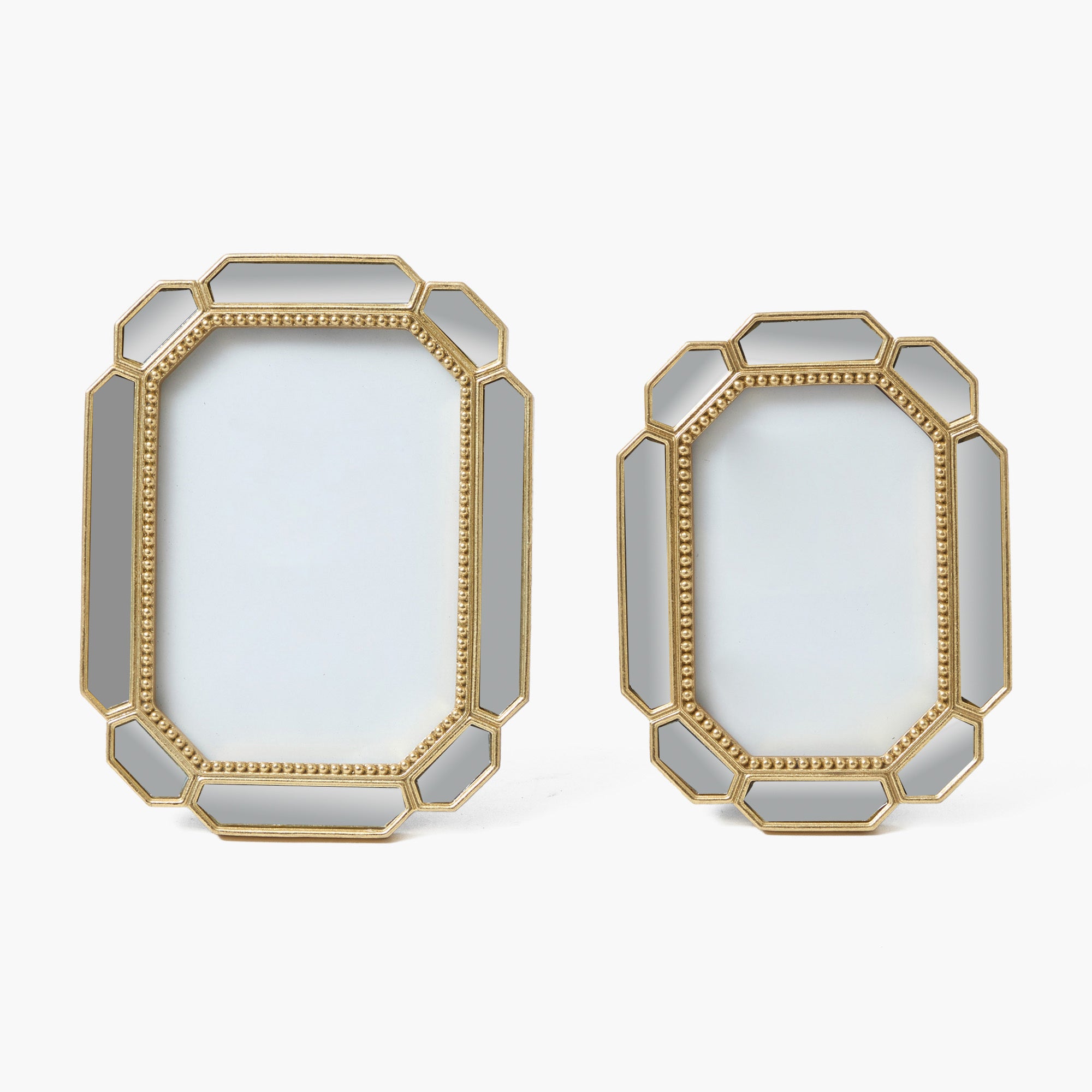 Beveled Edge Mirror Photo Frames (Set of 2)