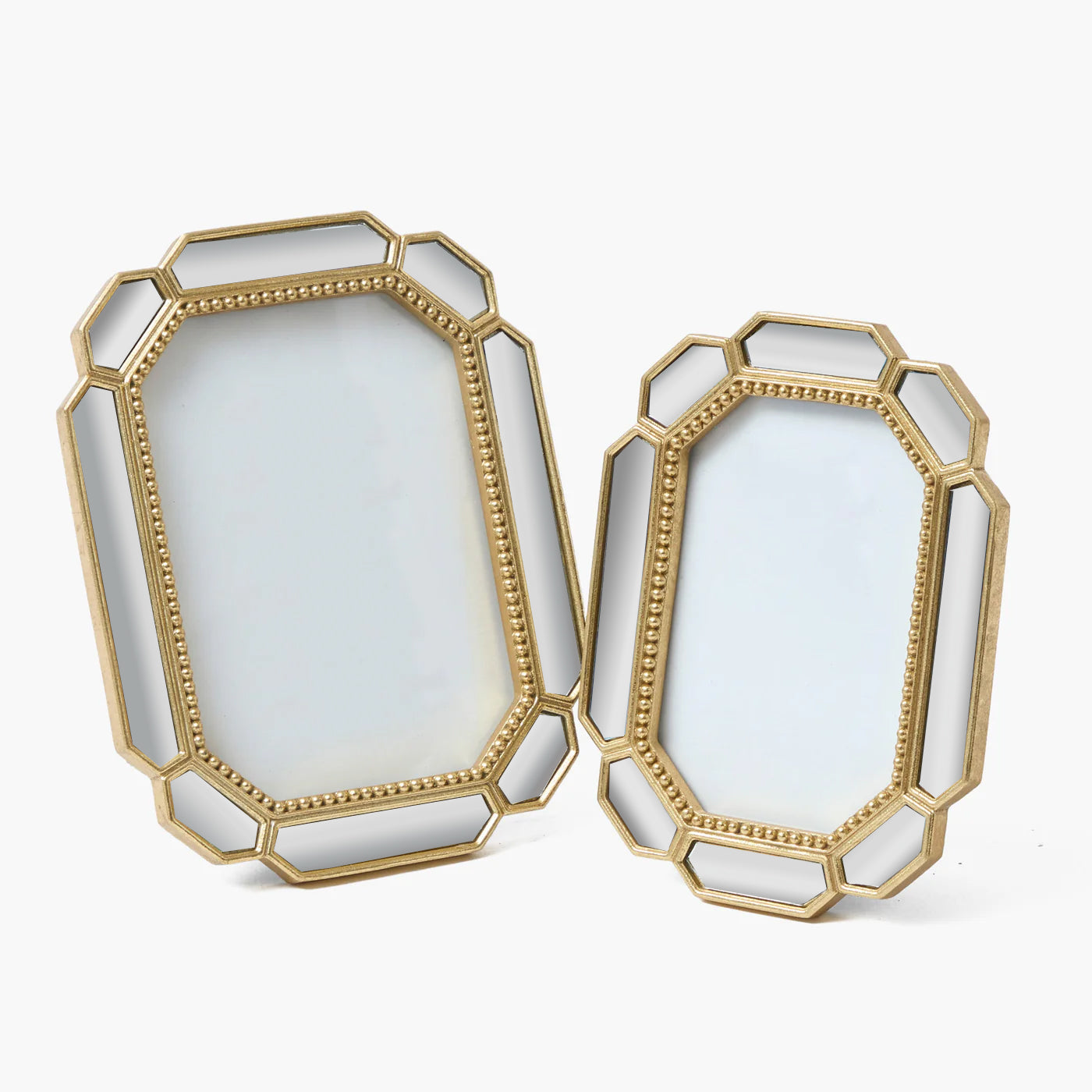 Beveled Edge Mirror Photo Frames (Set of 2)