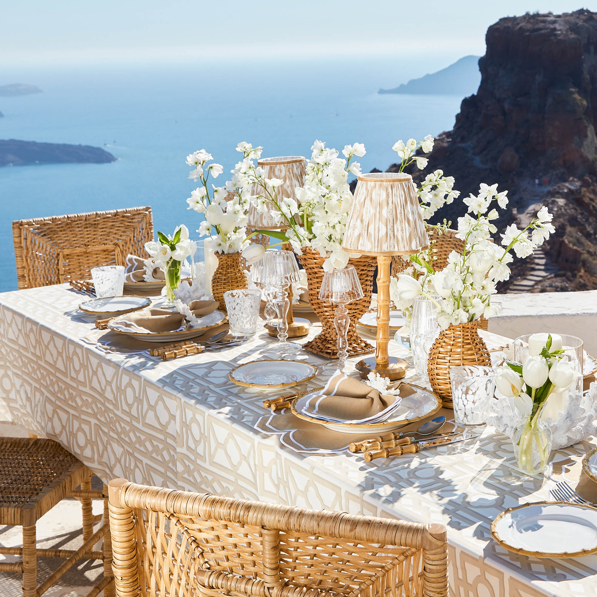 Fleur Sand Placemats & Napkins (Set of 4)