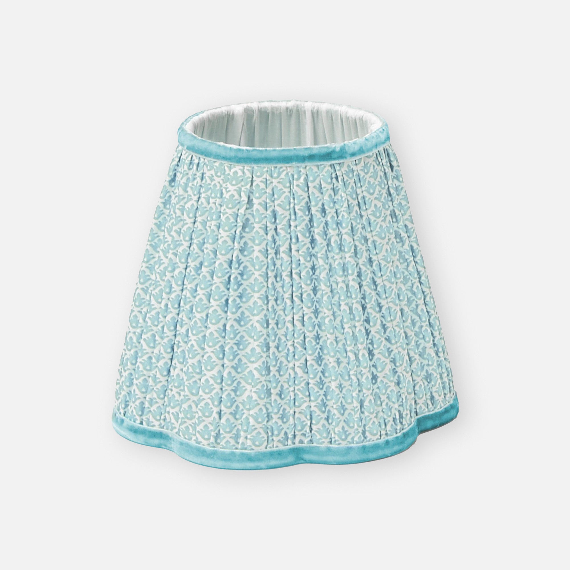 Rattan Ursula Rechargeable Lamp with Soft Blue Lotus Shade (18cm)