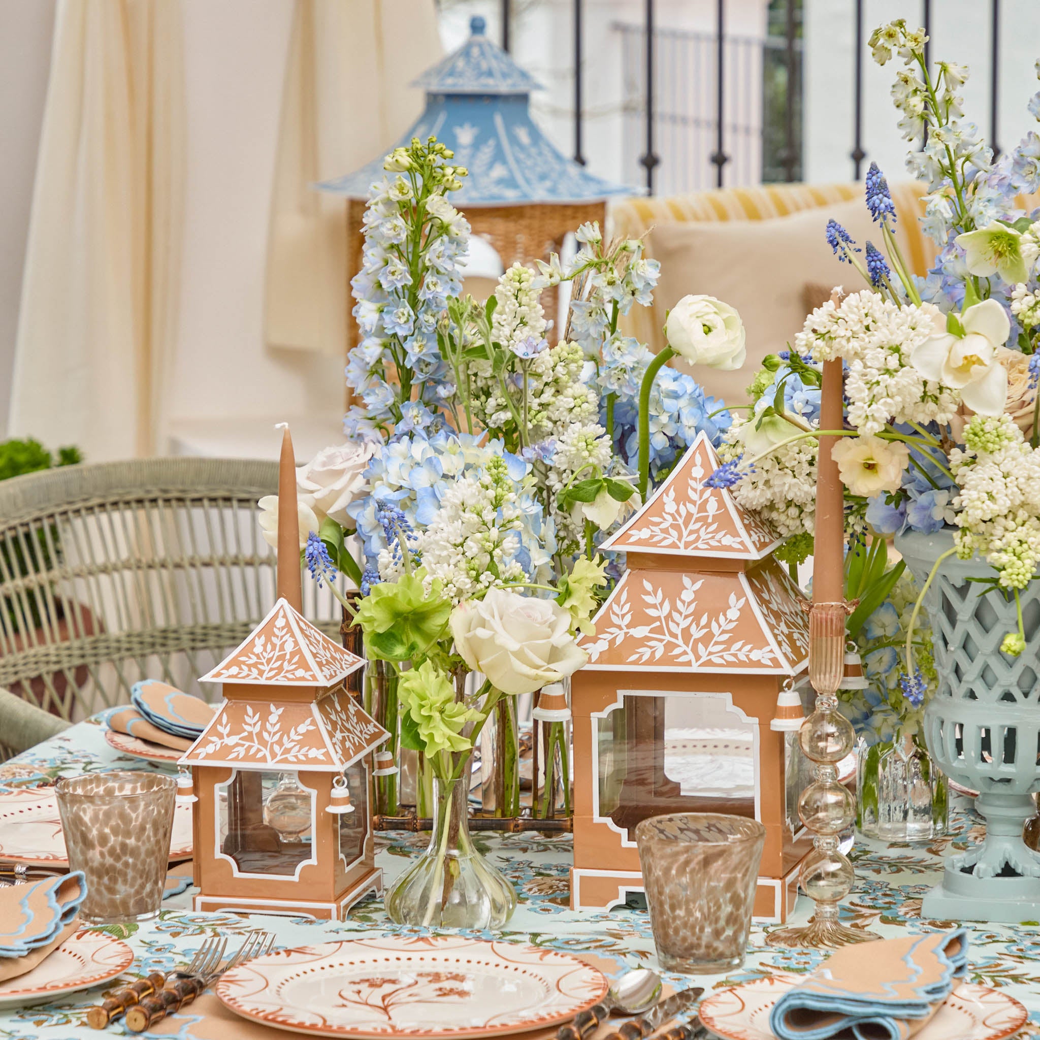 Caramel Chinoiserie Pagoda Lantern