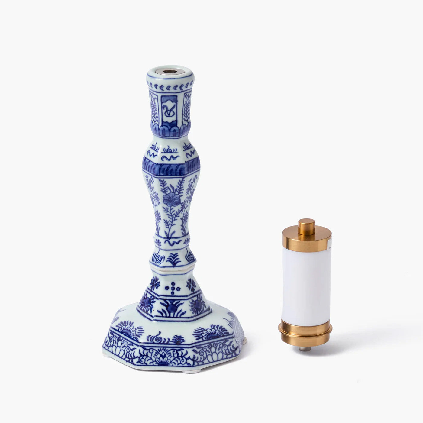 Serena Chinoiserie Rechargeable Lamp with Blue Ikat Shade (18cm)