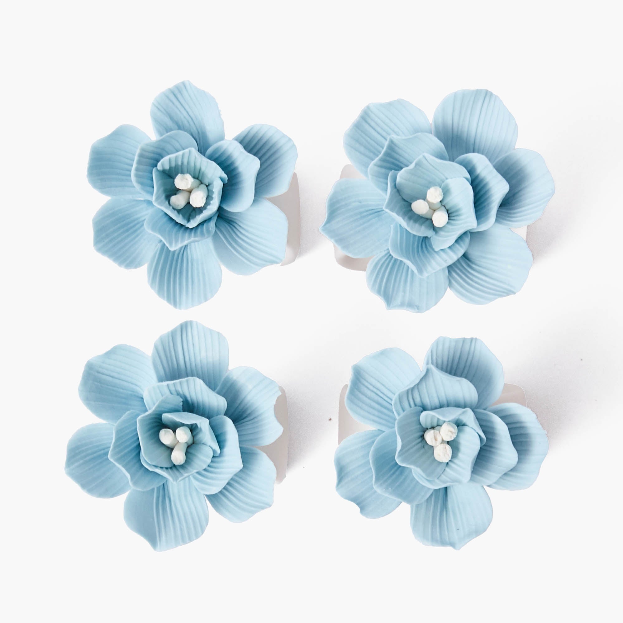 Soft Blue Fiore Napkin Rings (Set of 4)