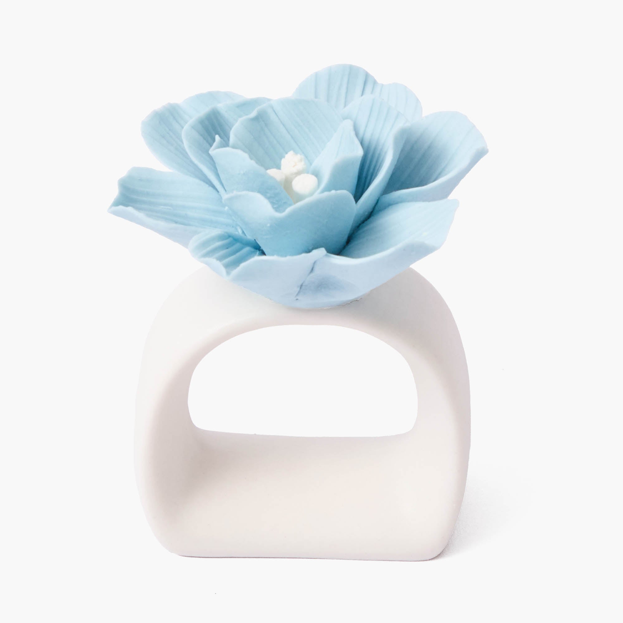 Soft Blue Fiore Napkin Rings (Set of 4)