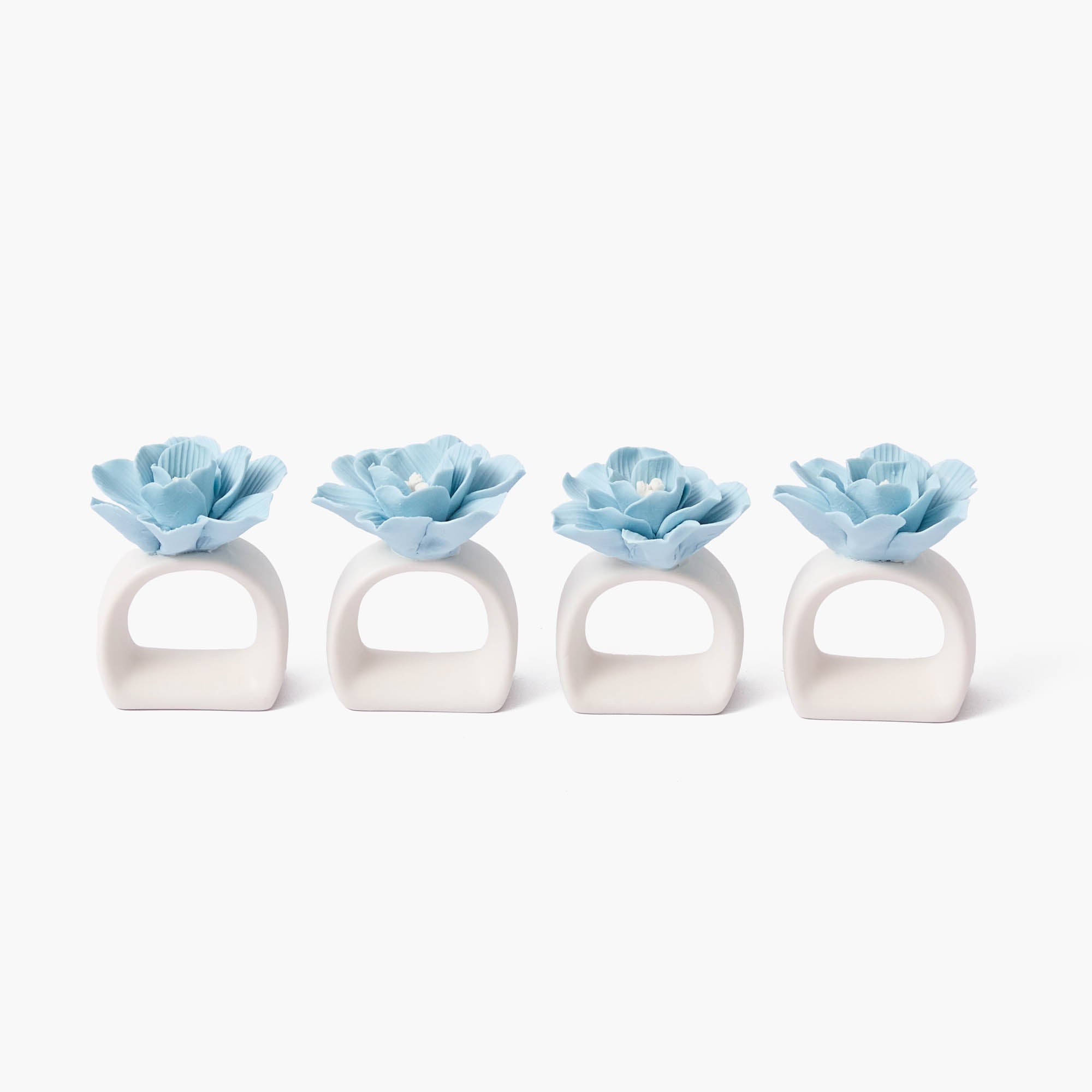 Soft Blue Fiore Napkin Rings (Set of 4)