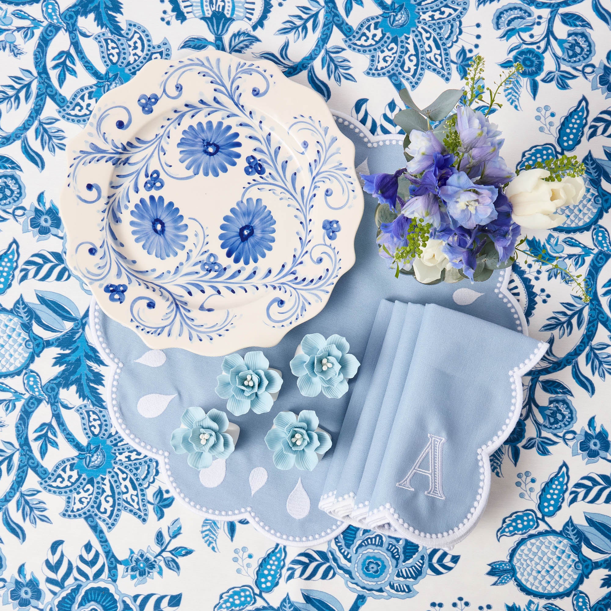 Blue Flowers Dinner Plate