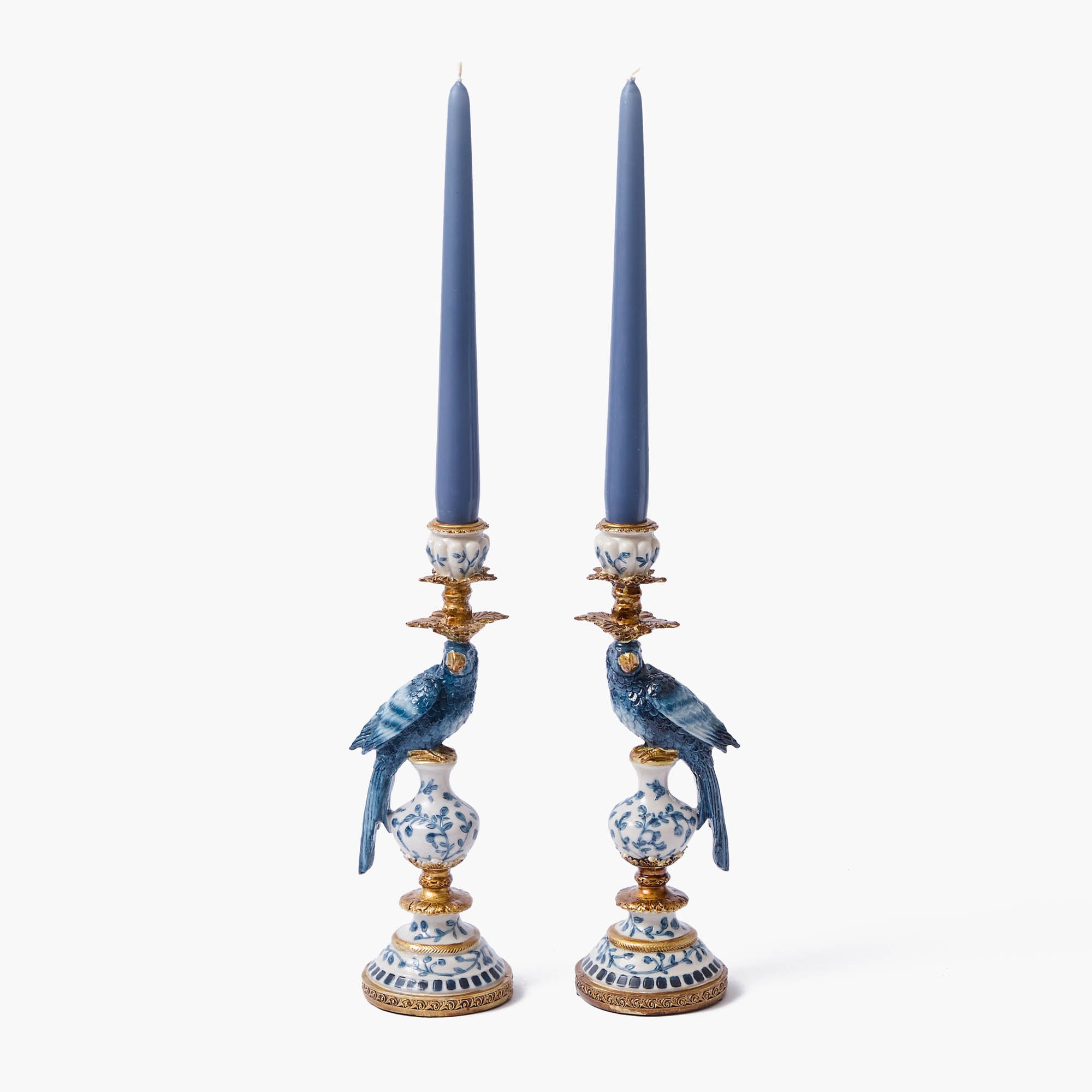 Small Blue Parrot Candle Holder (Pair)