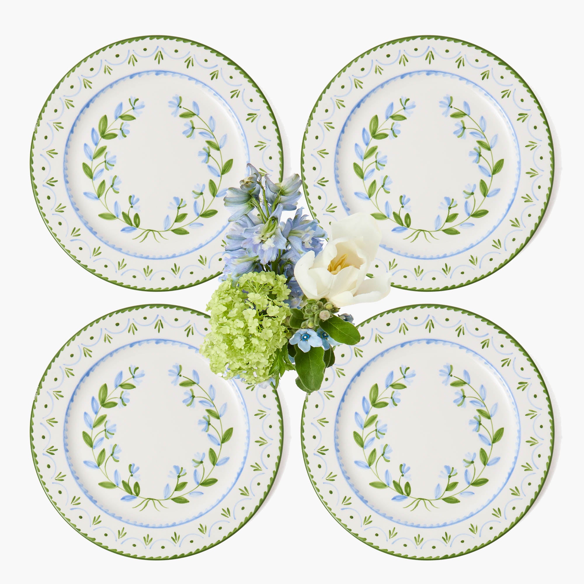 Josephine Green & Blue Dinner Plates (Set of 4)
