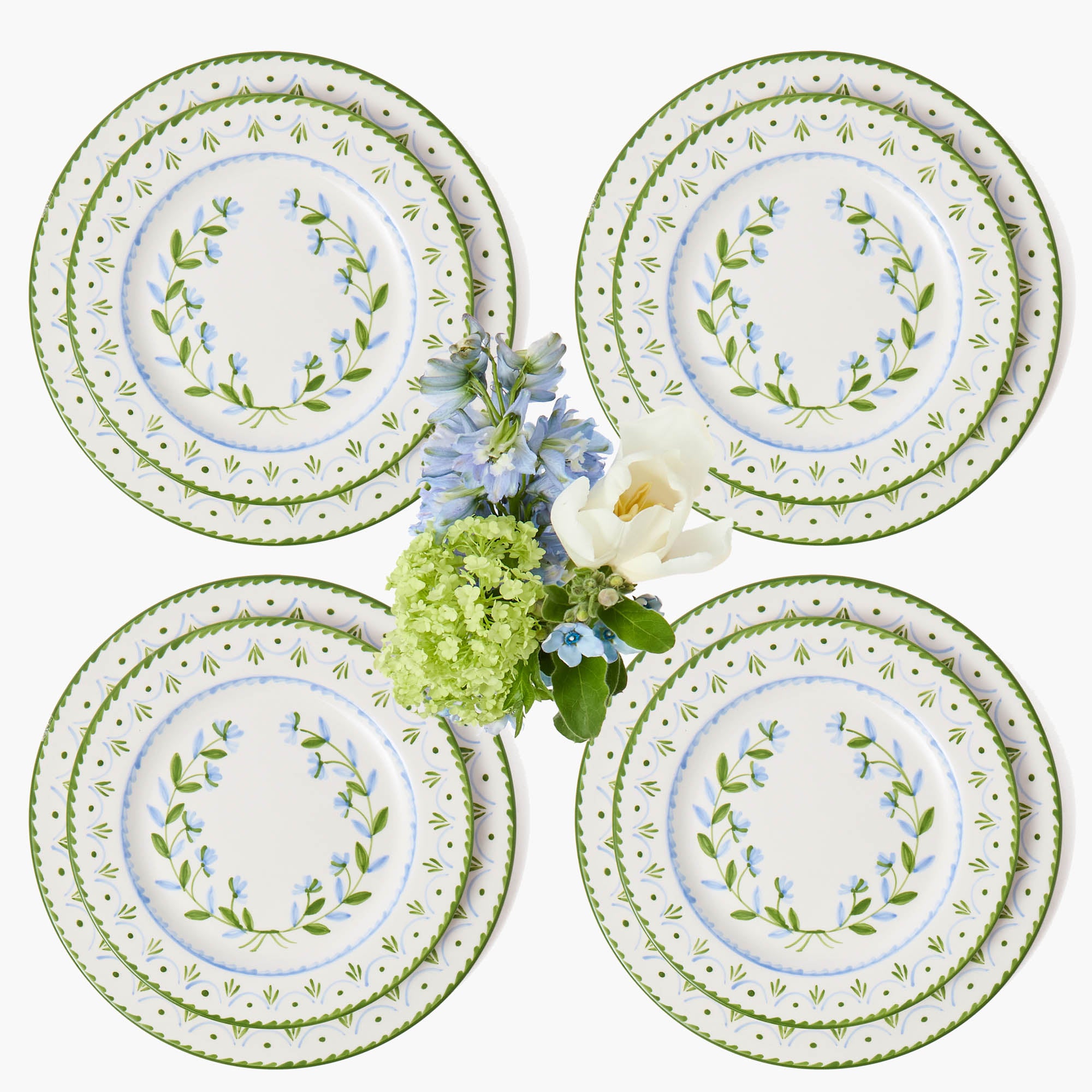 Blue & Green Josephine Garland Dinner & Starter Plates (Set of 8)