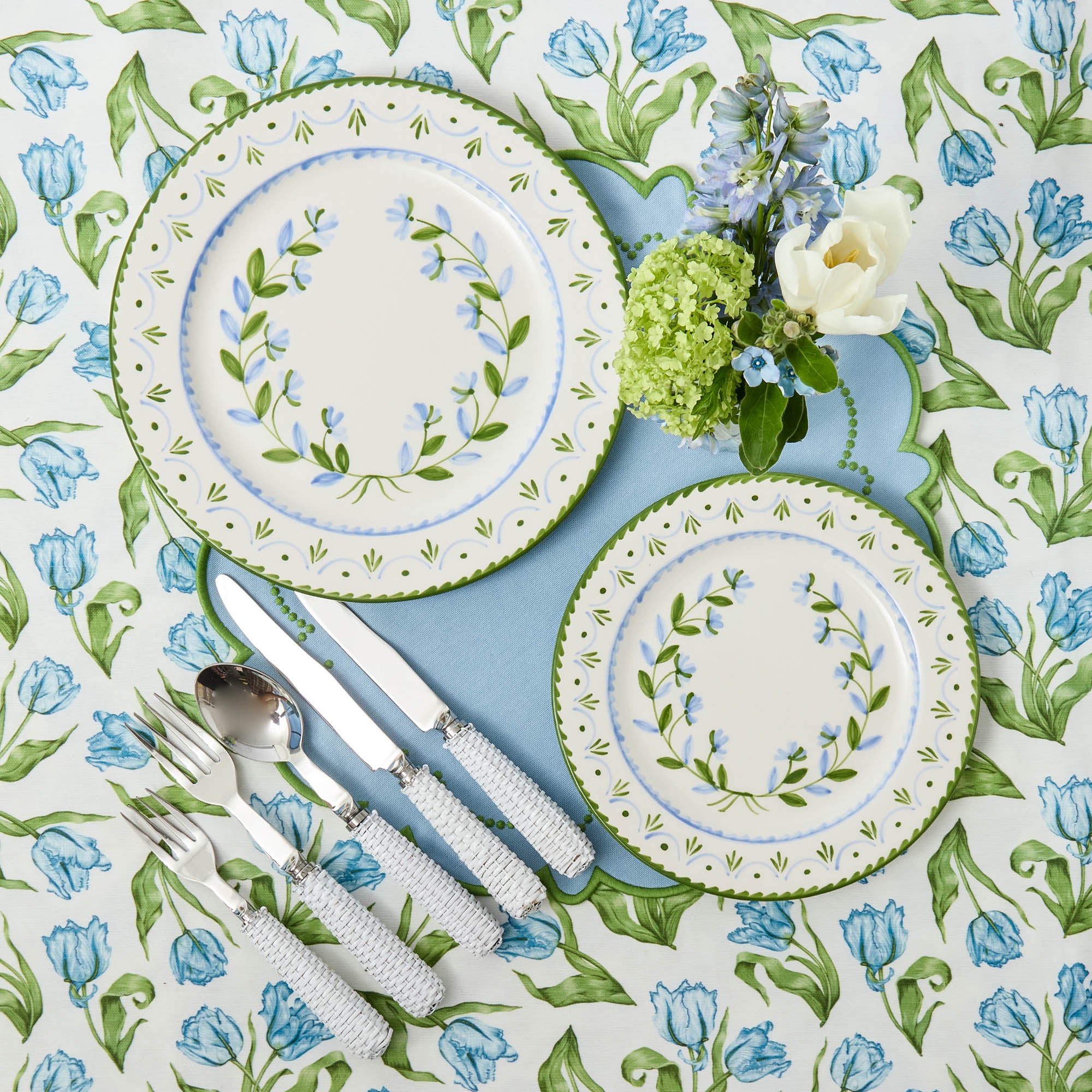 Josephine Green & Blue Dinner Plates (Set of 4)