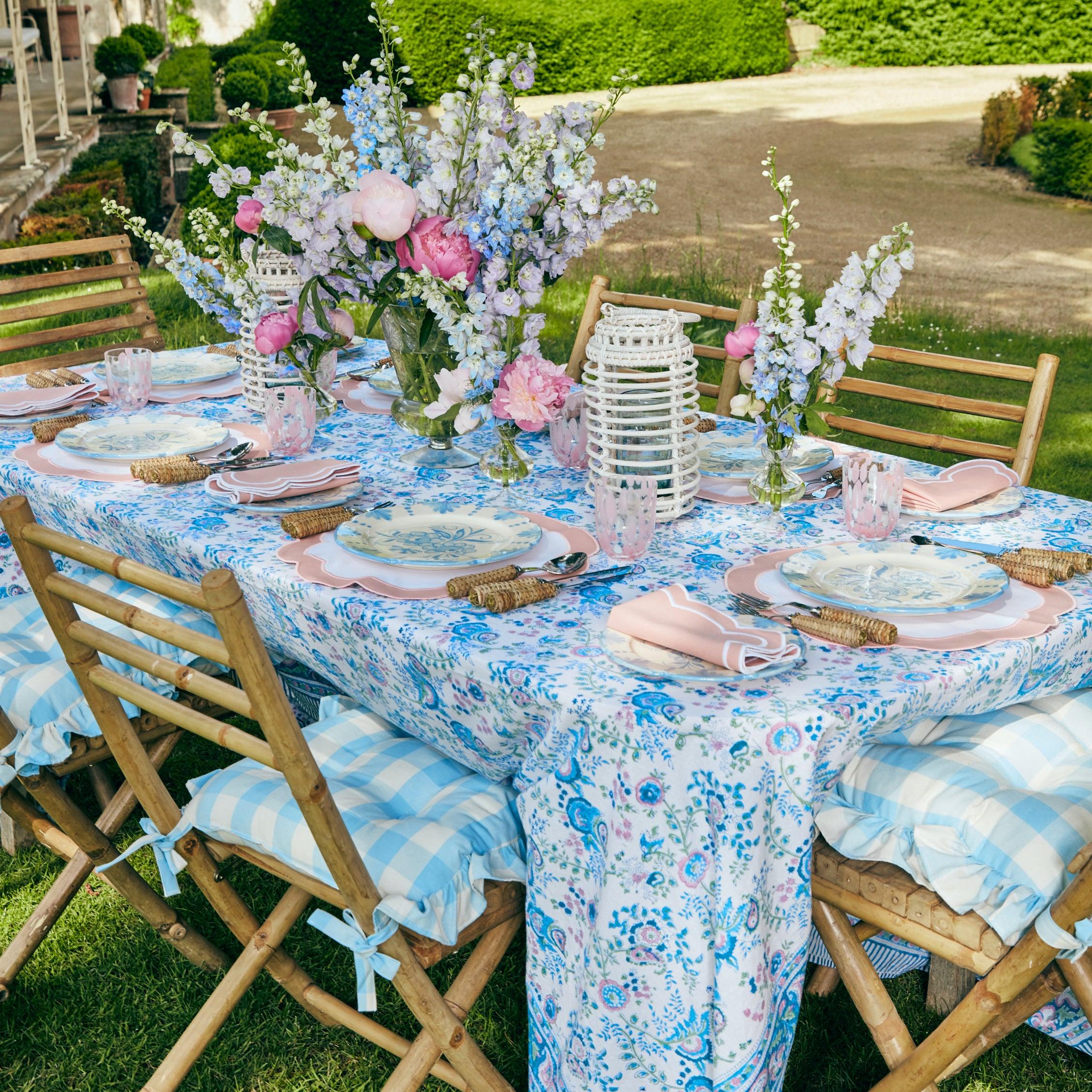 Blue Gingham Ruffle Seat Pad Cushion - Mrs. Alice