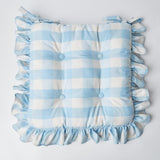 Blue Gingham Ruffle Seat Pad Cushion (Set of 4) - Mrs. Alice