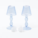 Blue Glass Lantern Tea Light Holder (Pair) - 18 cm - Mrs. Alice