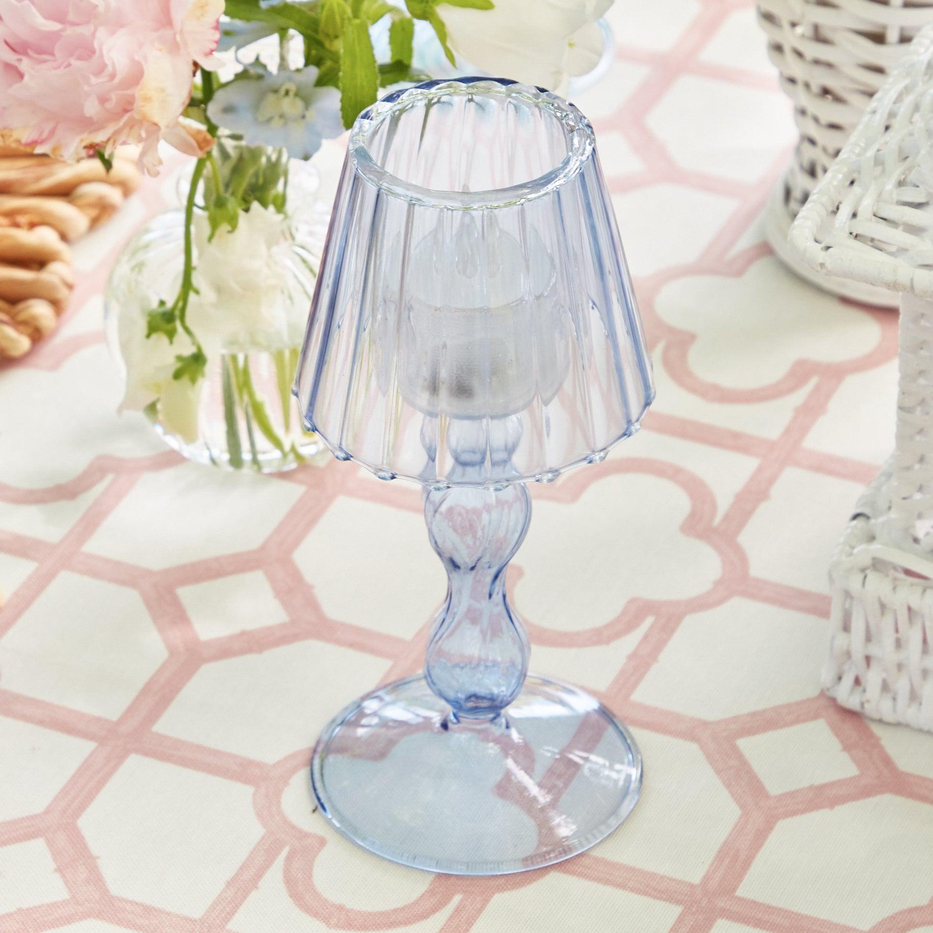 Blue Glass Lantern Tea Light Holder (Pair) - 18 cm - Mrs. Alice