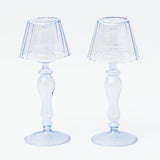 Blue Glass Lantern Tea Light Holders (Pair) - 24cm - Mrs. Alice