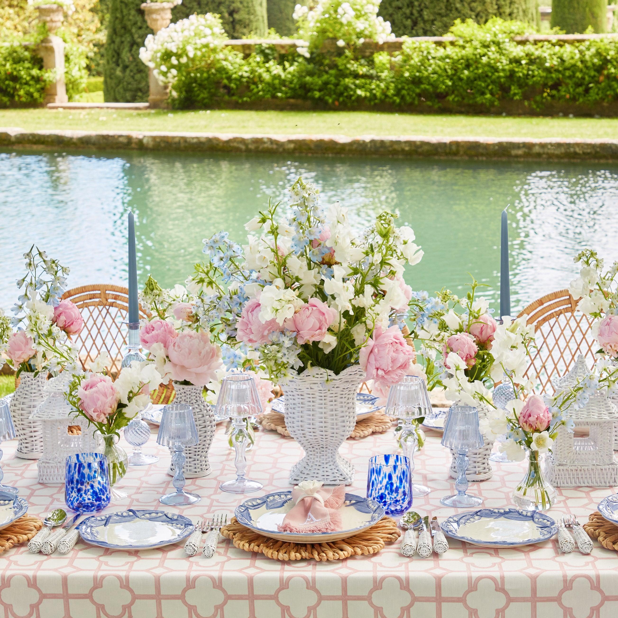 Blue Glass Lantern Tea Light Holders (Pair) - 24cm - Mrs. Alice