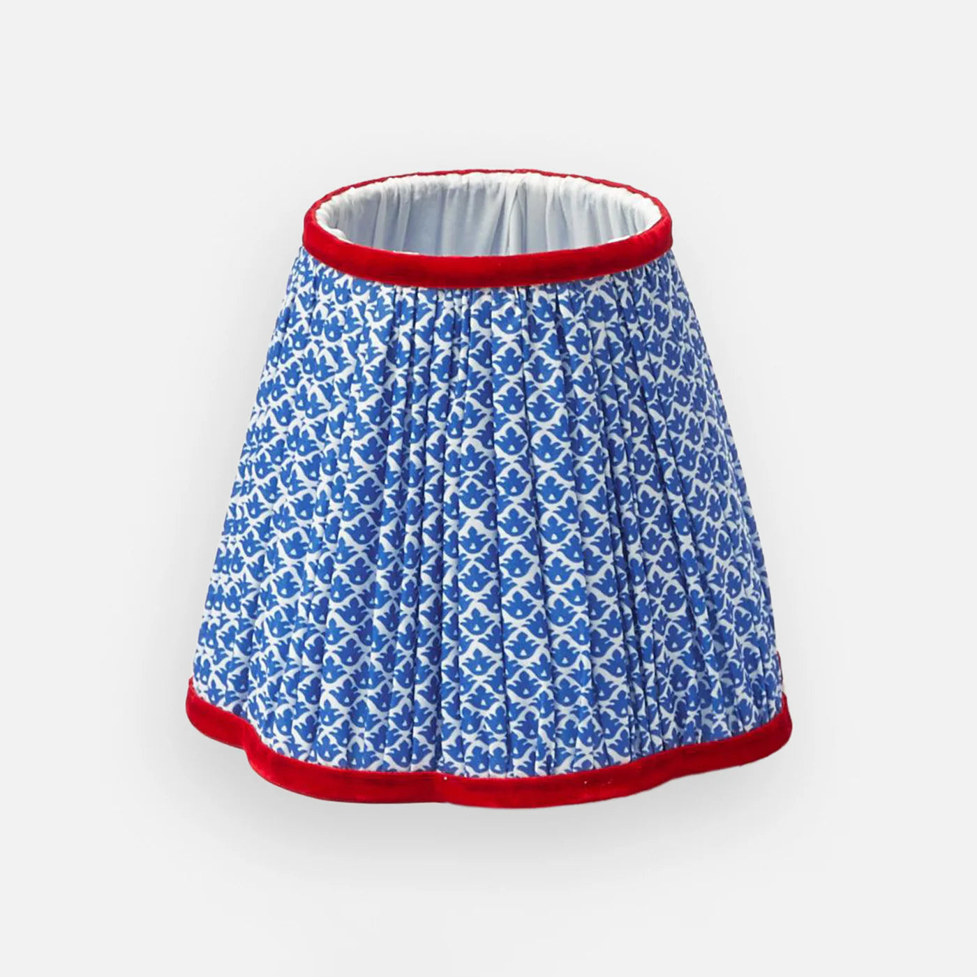 Tall Rechargeable Lamp with Cobalt & Red Lotus Shade (18cm)