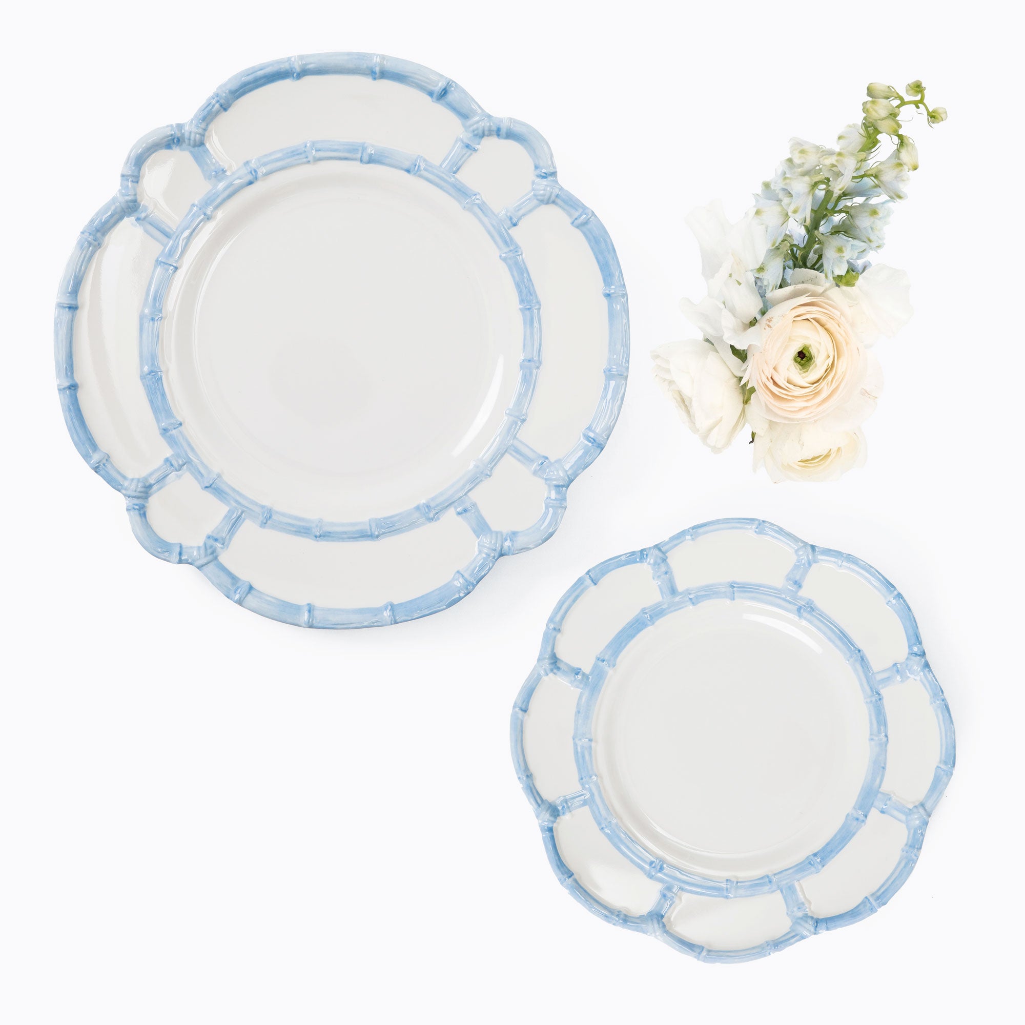 Blue Melamine Bamboo Dinner & Starter Plates (Set of 8)