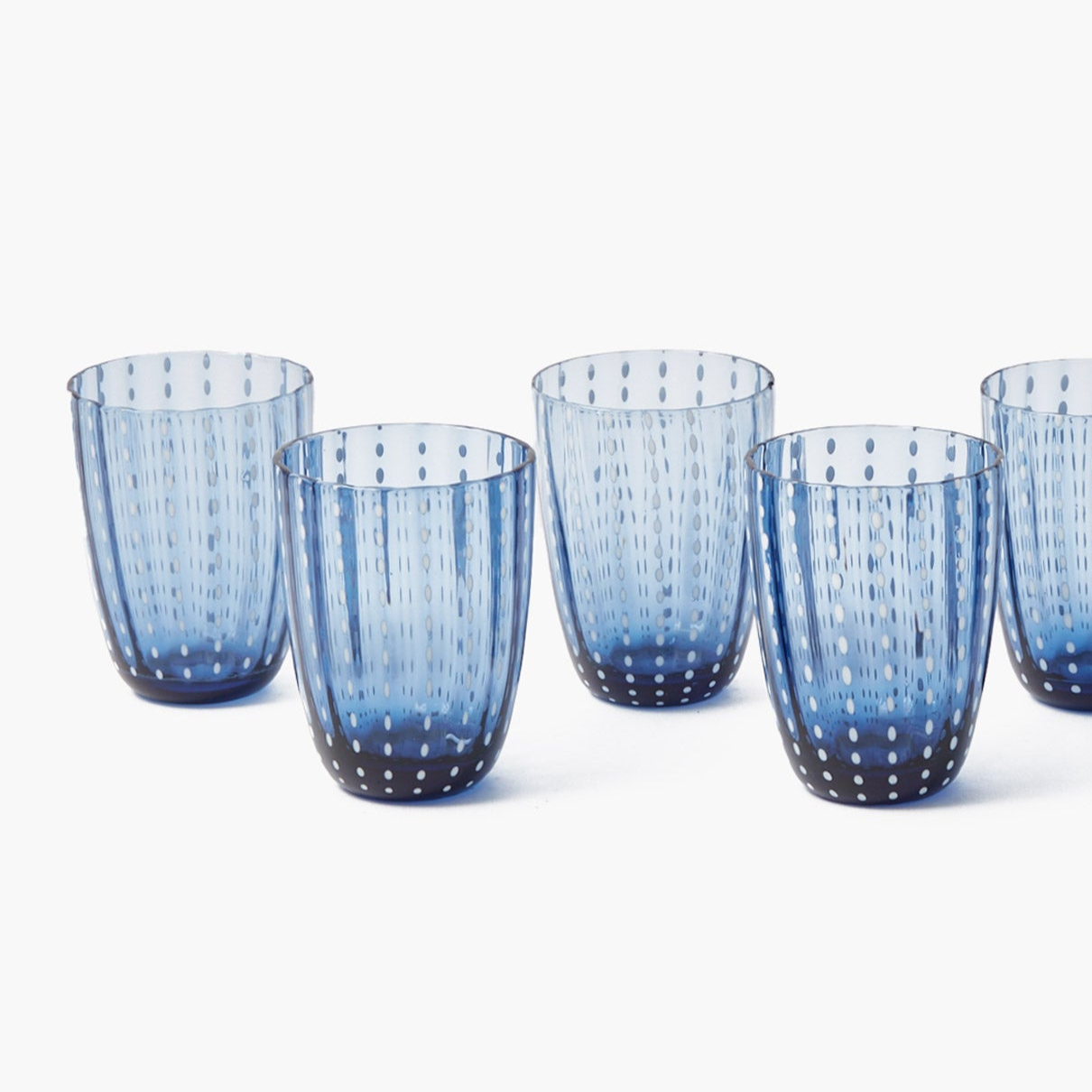 Blue Speckle Water Glasses (Set of 6)