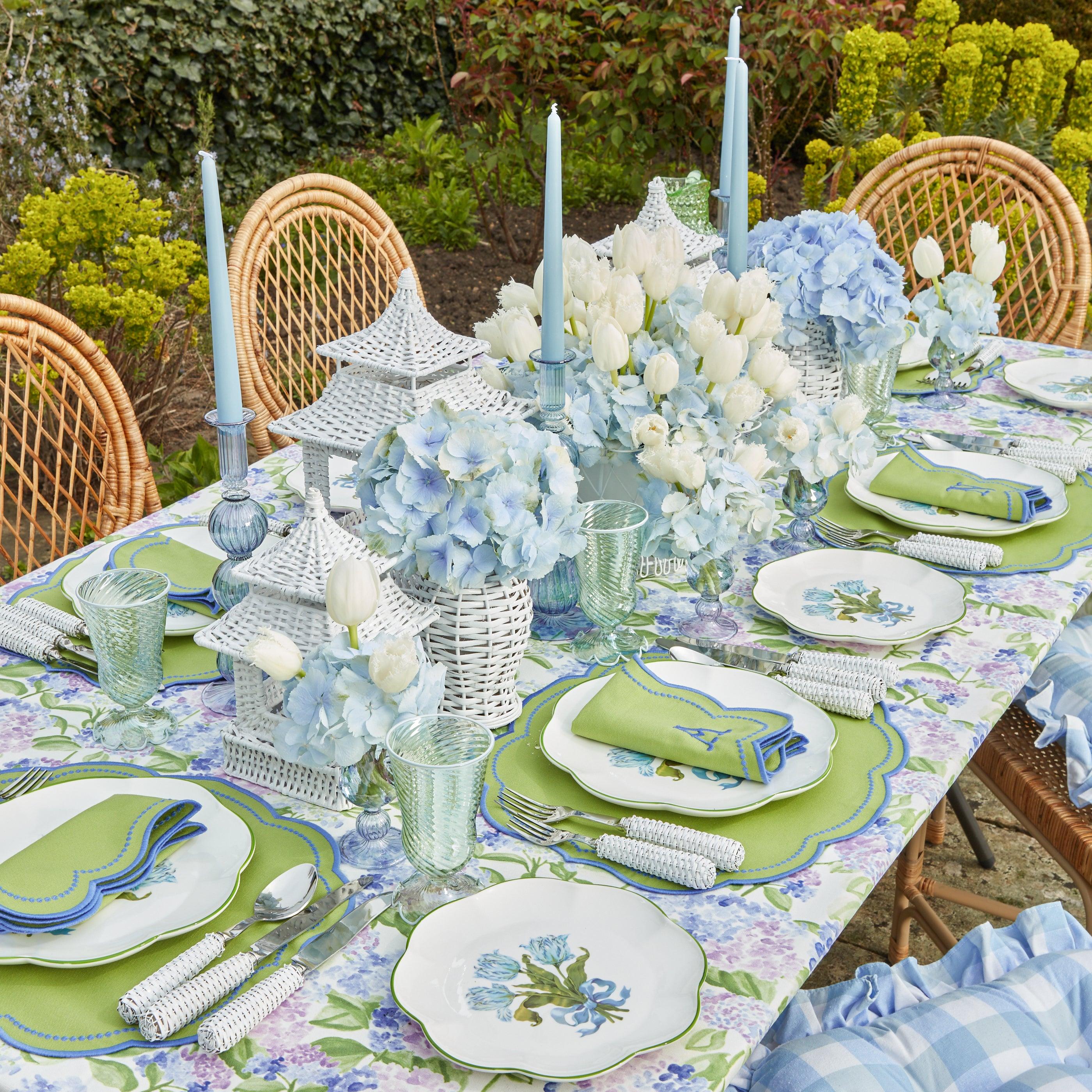 Blue Tulip Dinner & Starter Plates (Set of 8) - Mrs. Alice