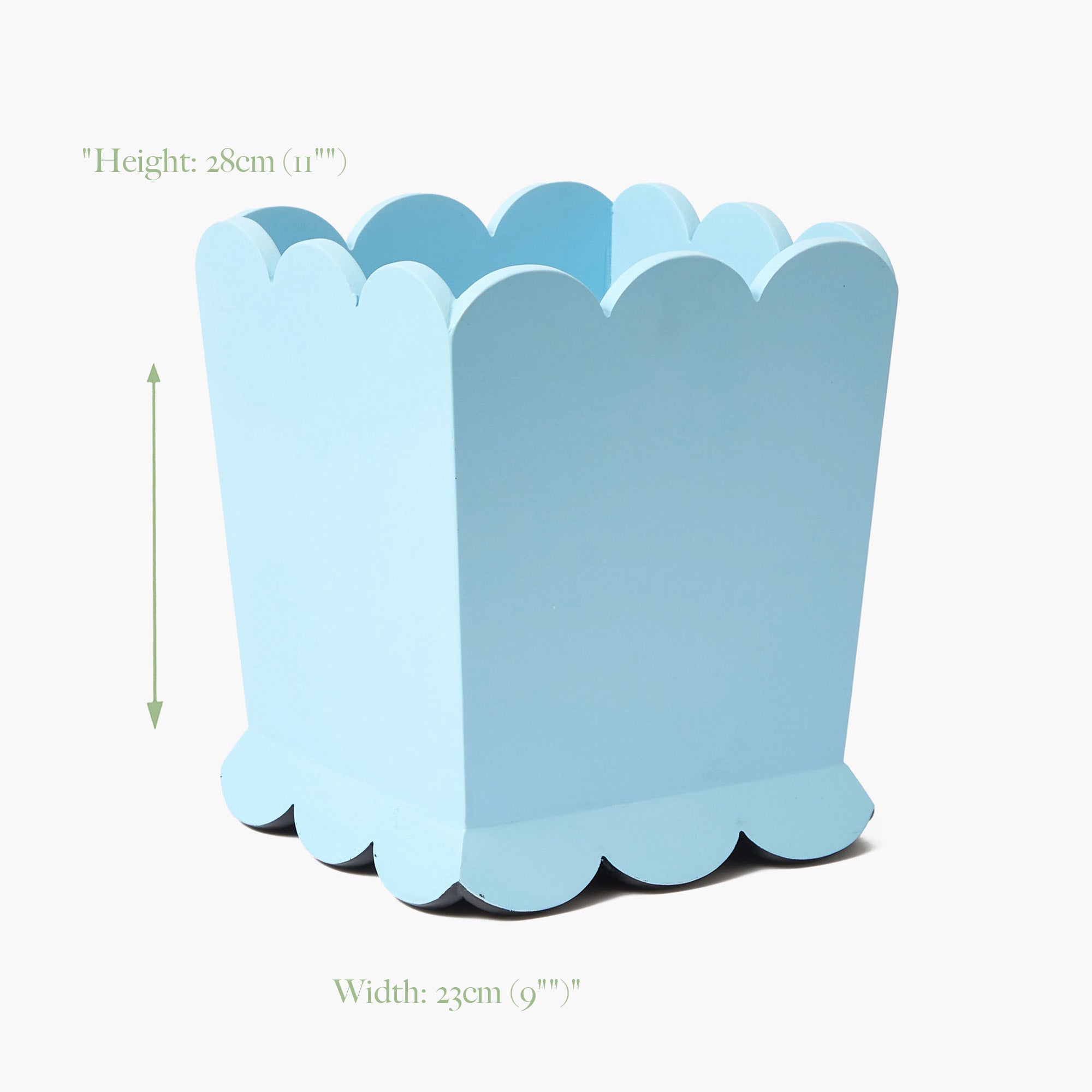 Soft Blue Scalloped Lacquer Waste Paper Bin