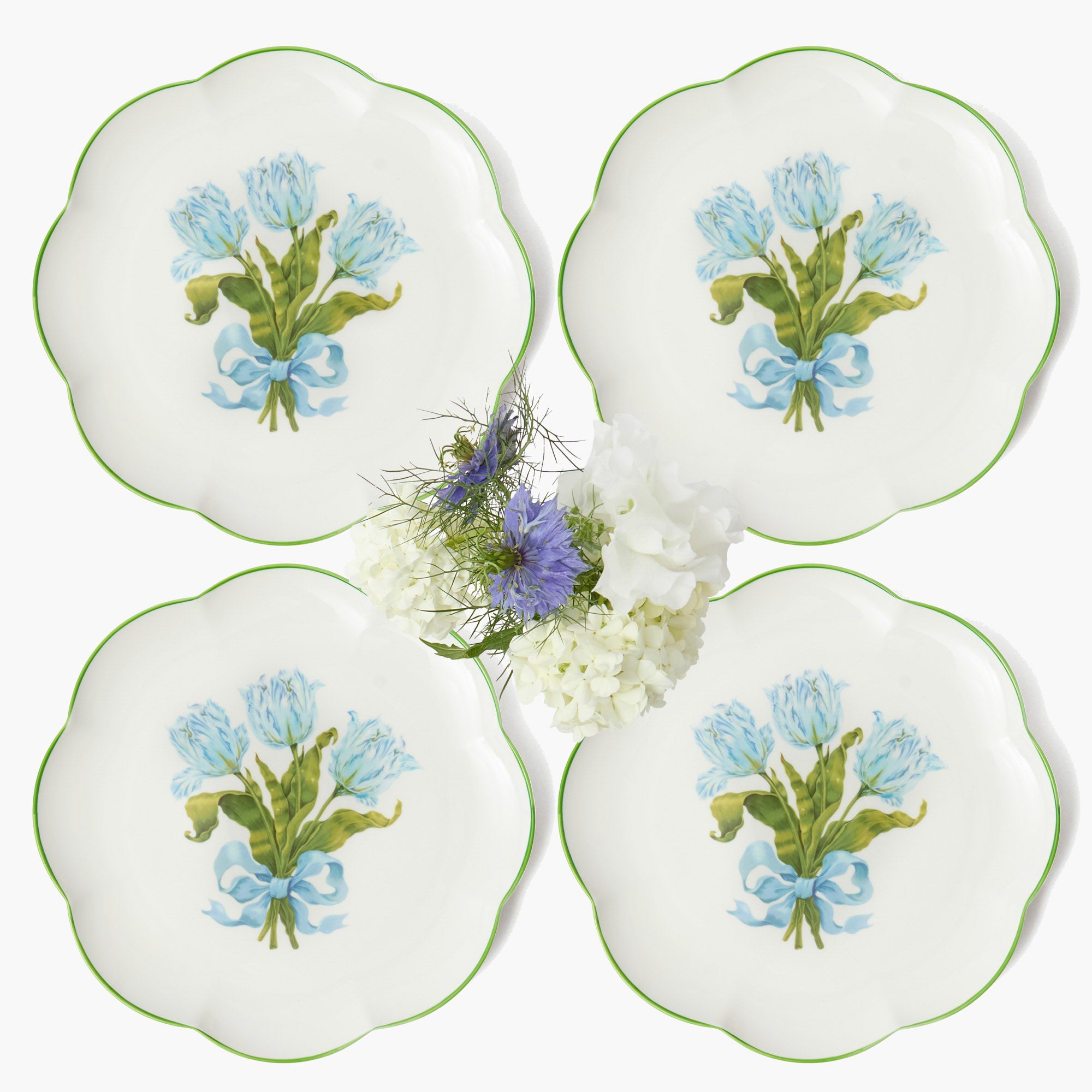 Blue Tulip Dinner Plates (Set of 4)