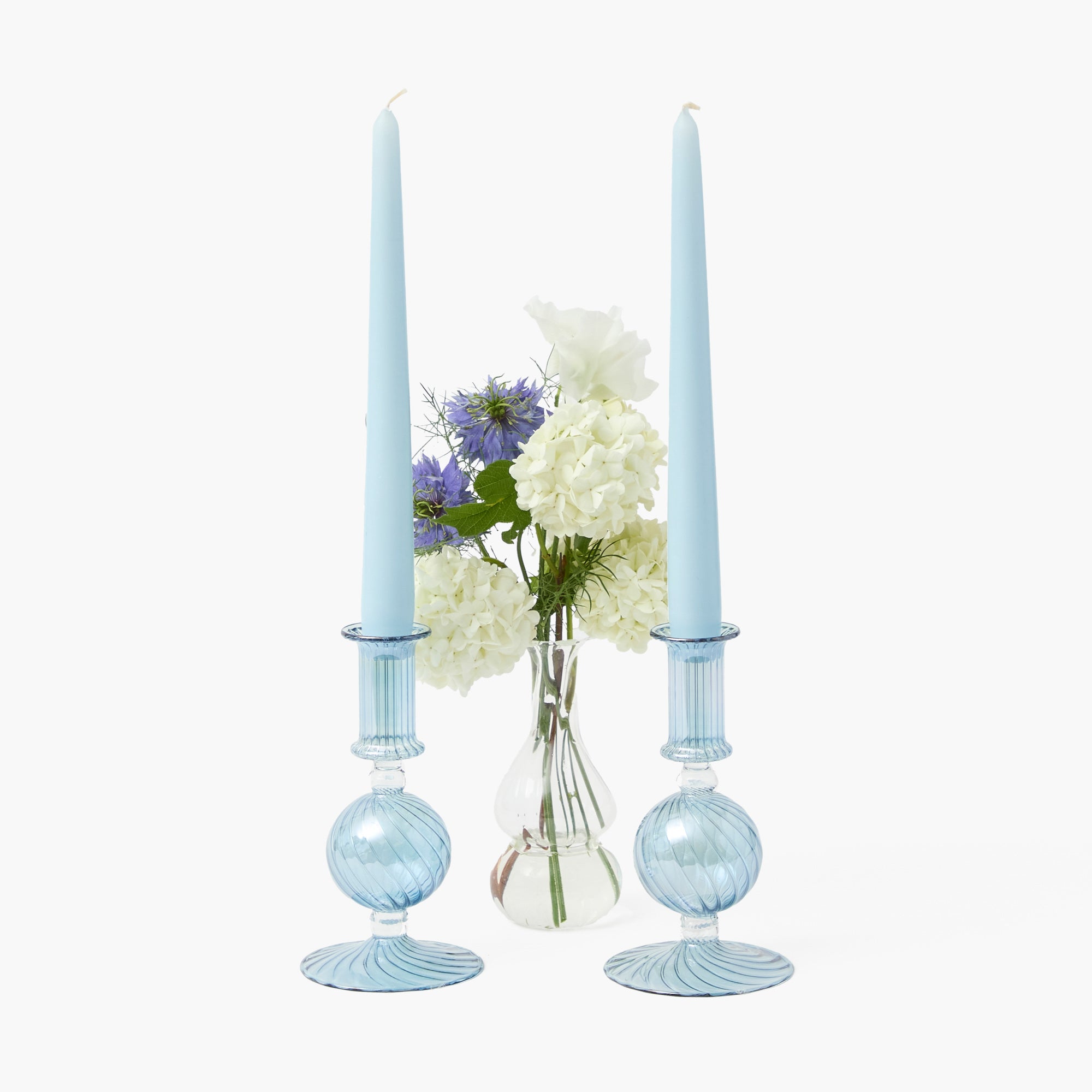 Small Camille Azure Candle Holders (Pair)