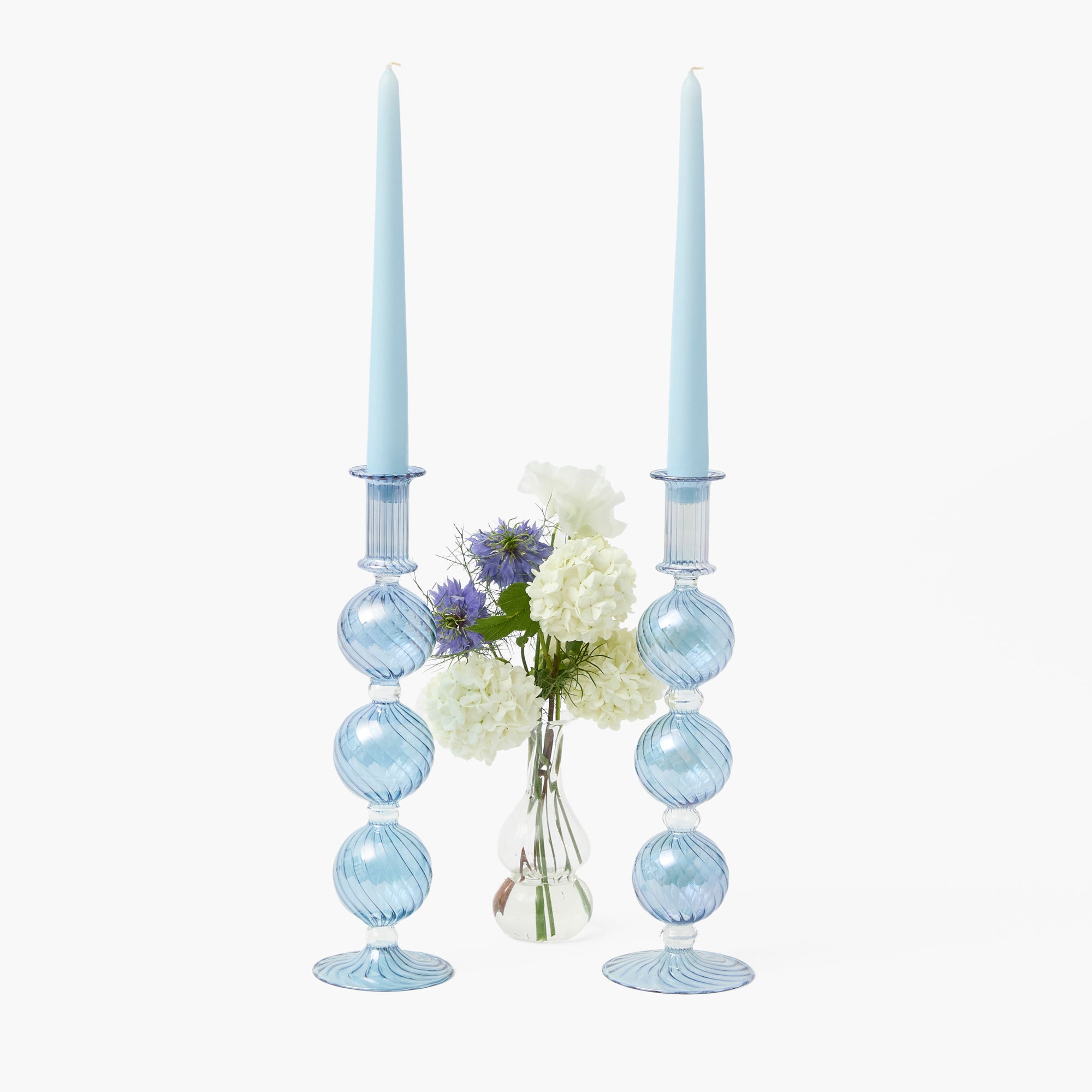 Camille Azure Candle Holder (Pair)