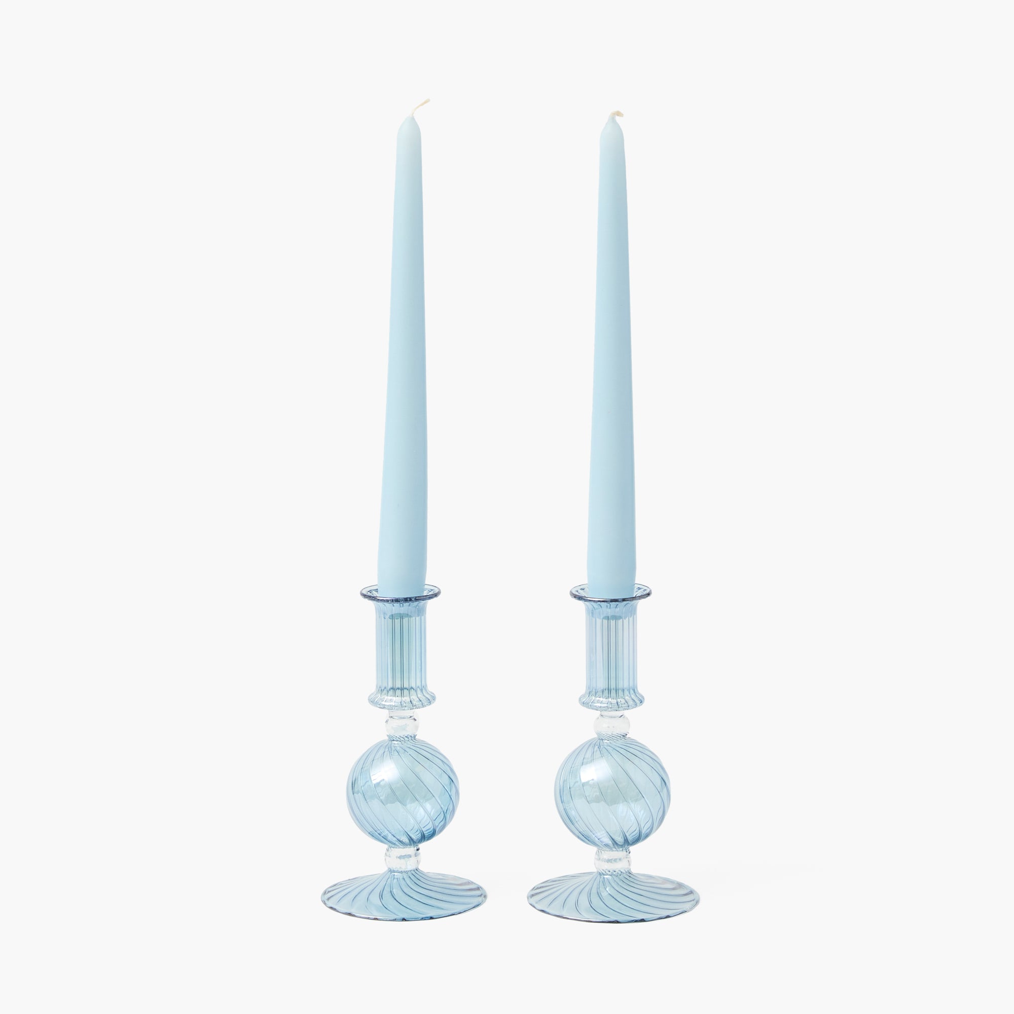 Small Camille Azure Candle Holders (Pair)