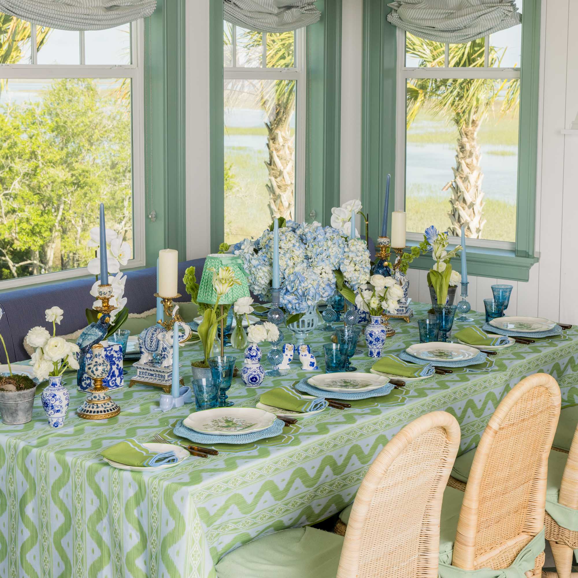 Small Camille Azure Candle Holders (Pair)