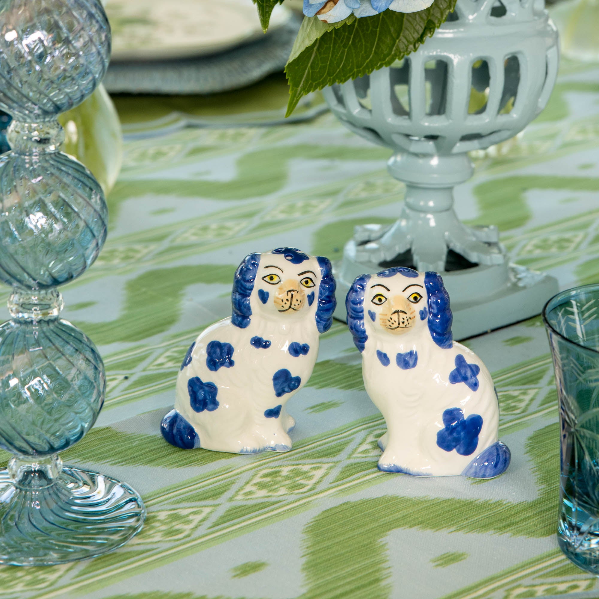 Blue Staffordshire Dog Salt & Pepper Shakers
