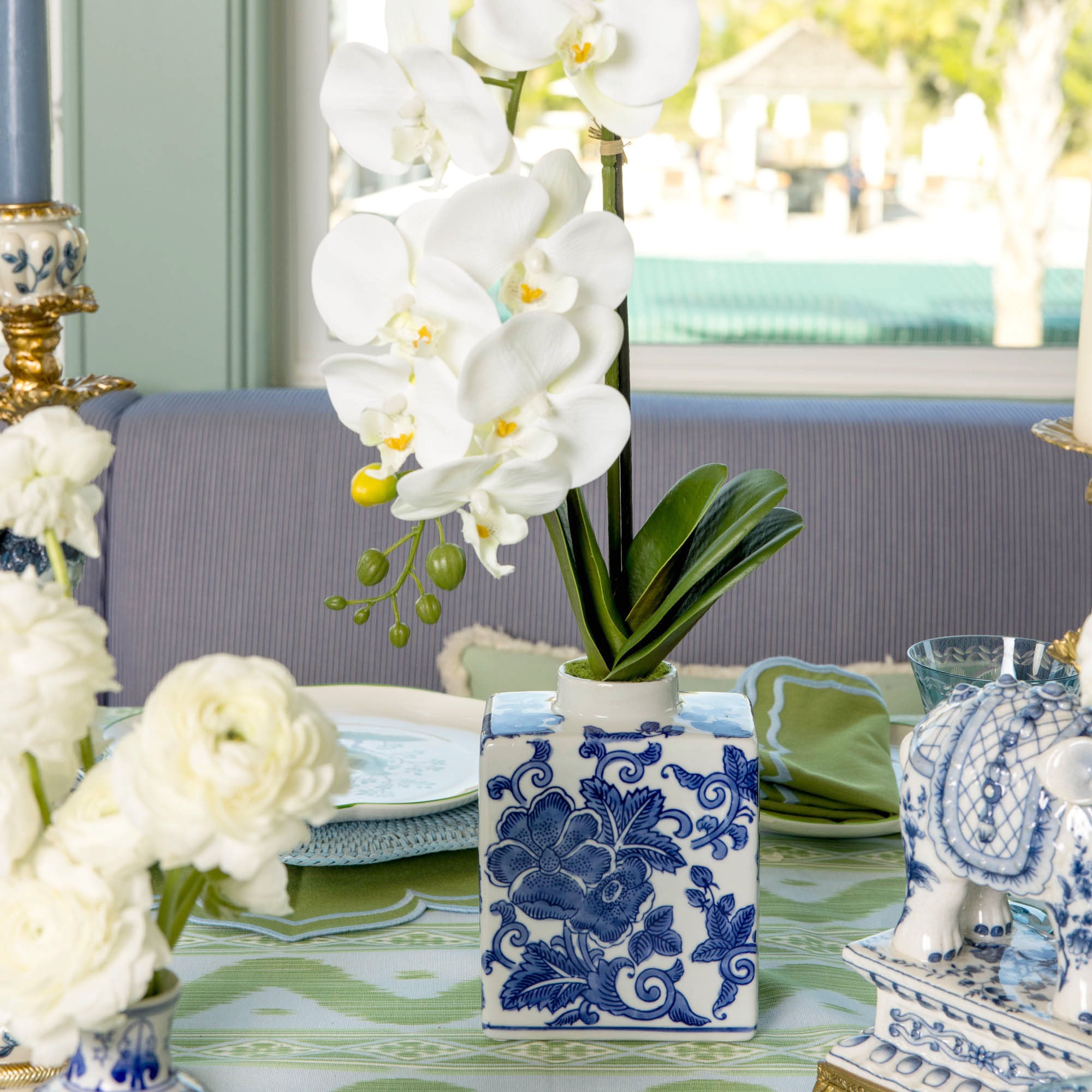 Faux Orchid in Chinoiserie Vase