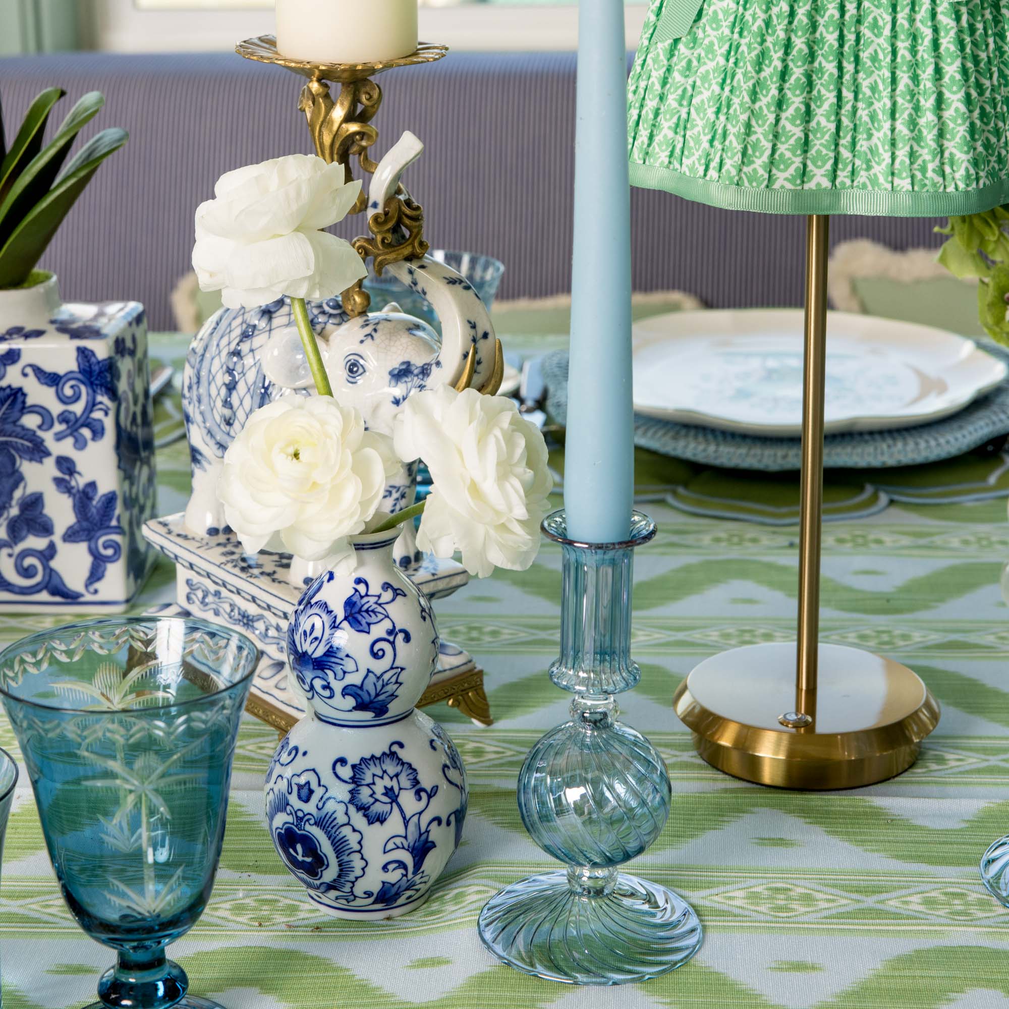 Small Camille Azure Candle Holders (Pair)