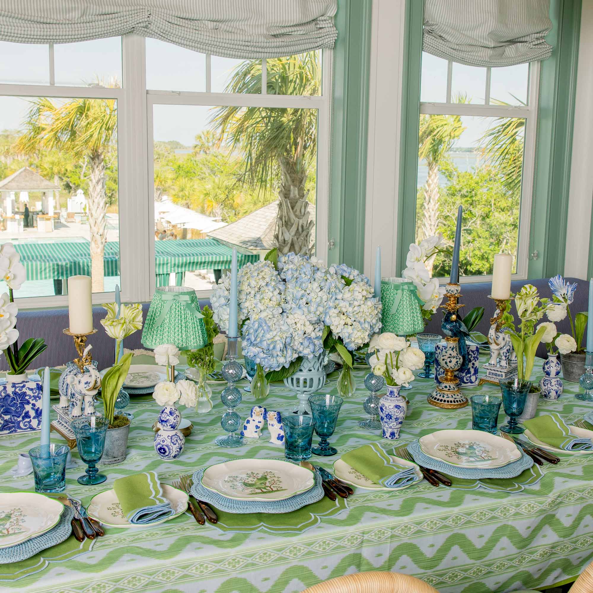 Blue Palm Glassware (Set of 8)