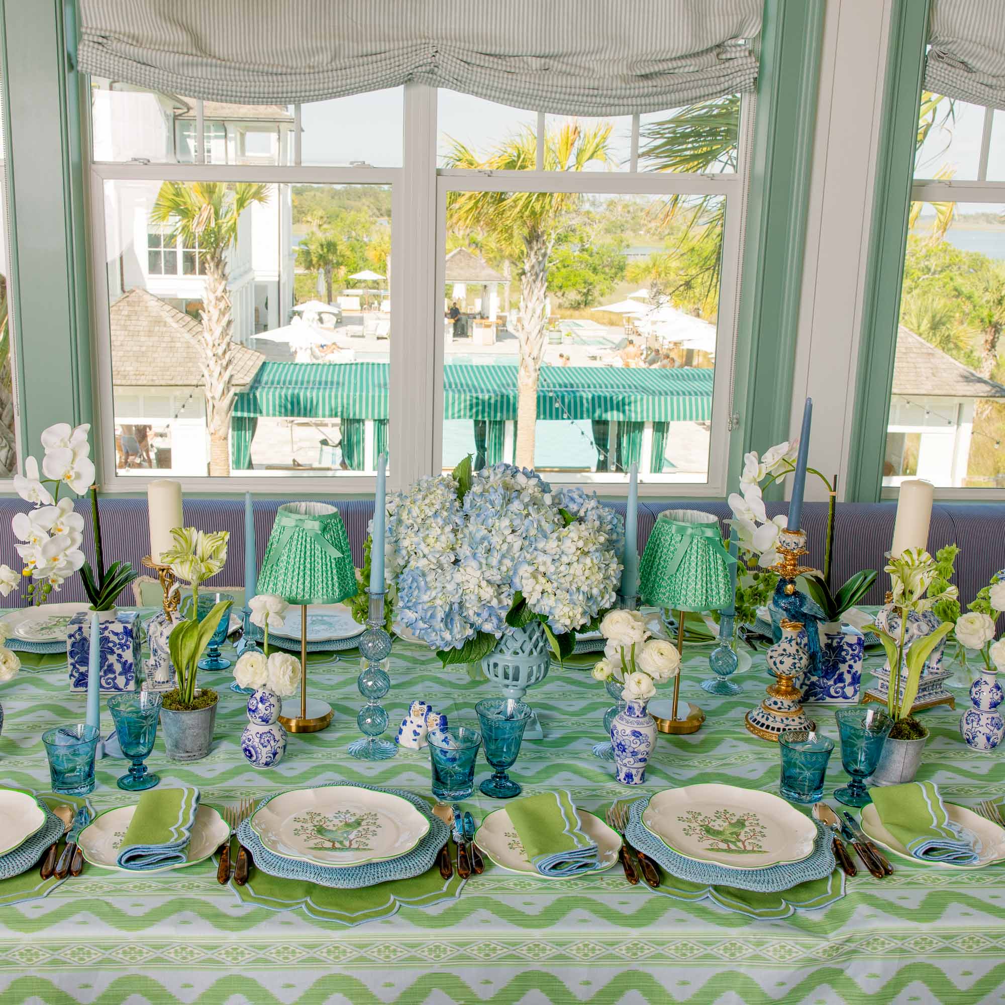 Fleur Green Placemats & Napkins (Set of 4)