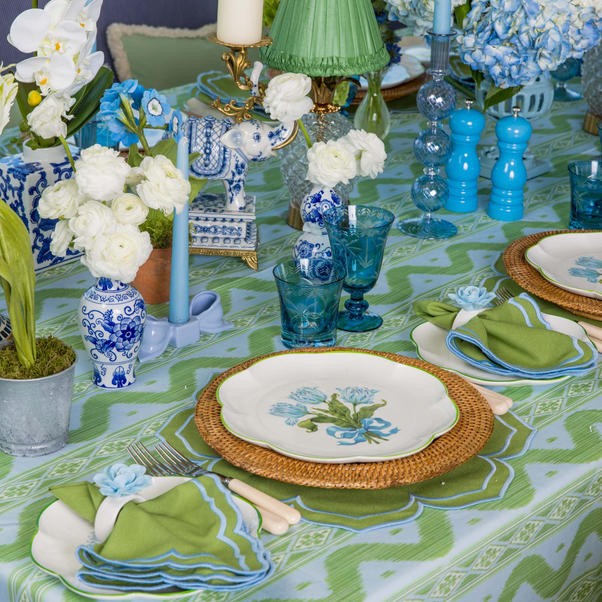 Soft Blue Ceramic Bow Candle Holder (Pair)