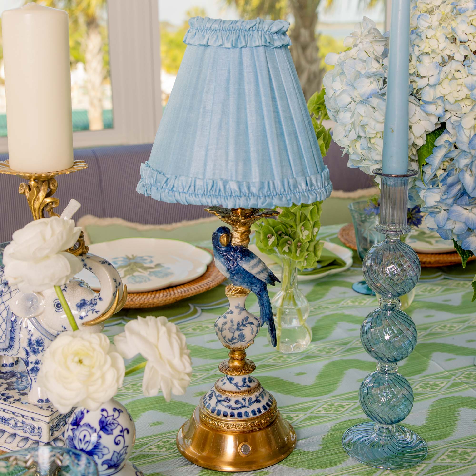 Soft Blue Silk Frilled Lampshade (18cm)