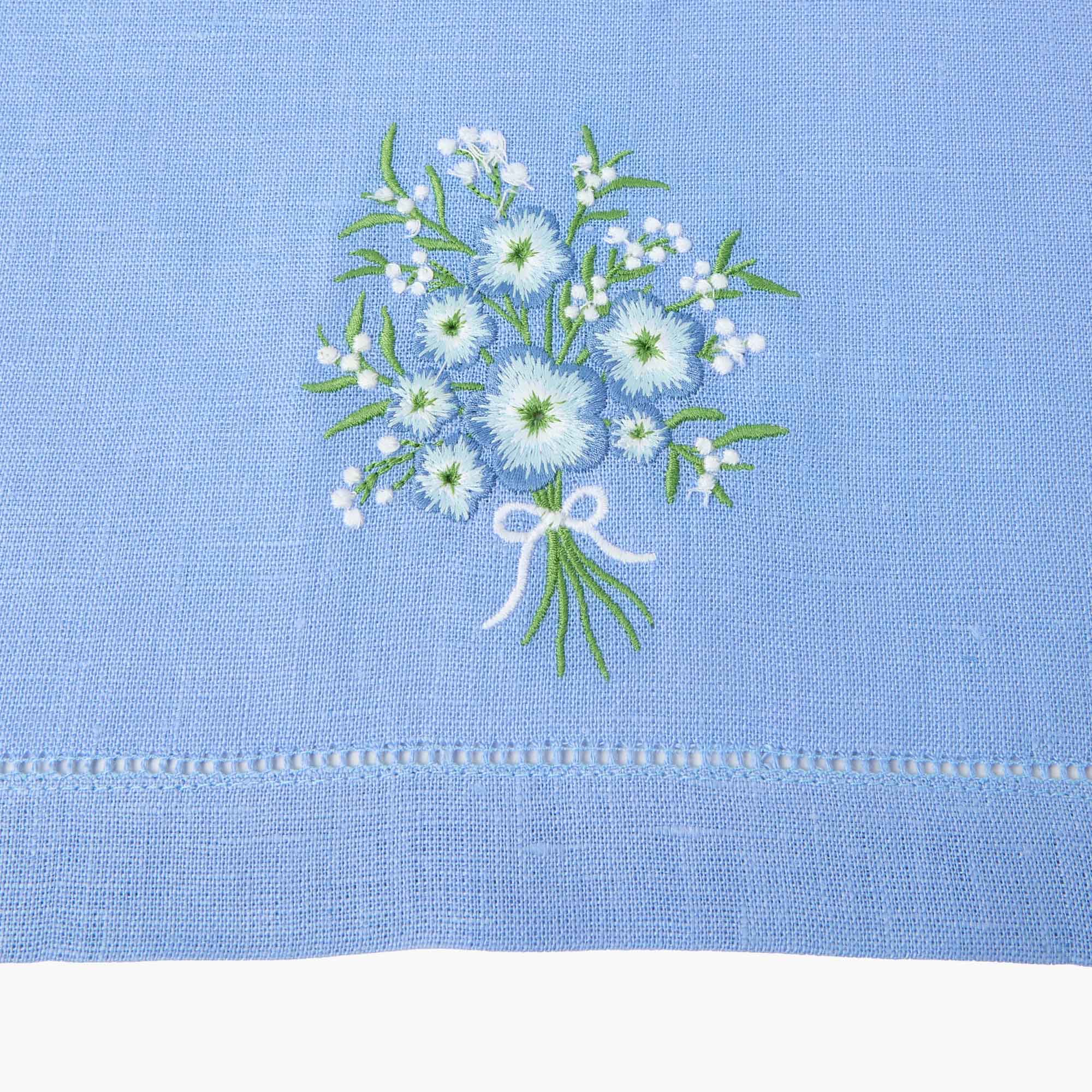 Floral Periwinkle Linen Napkins (Set of 4)
