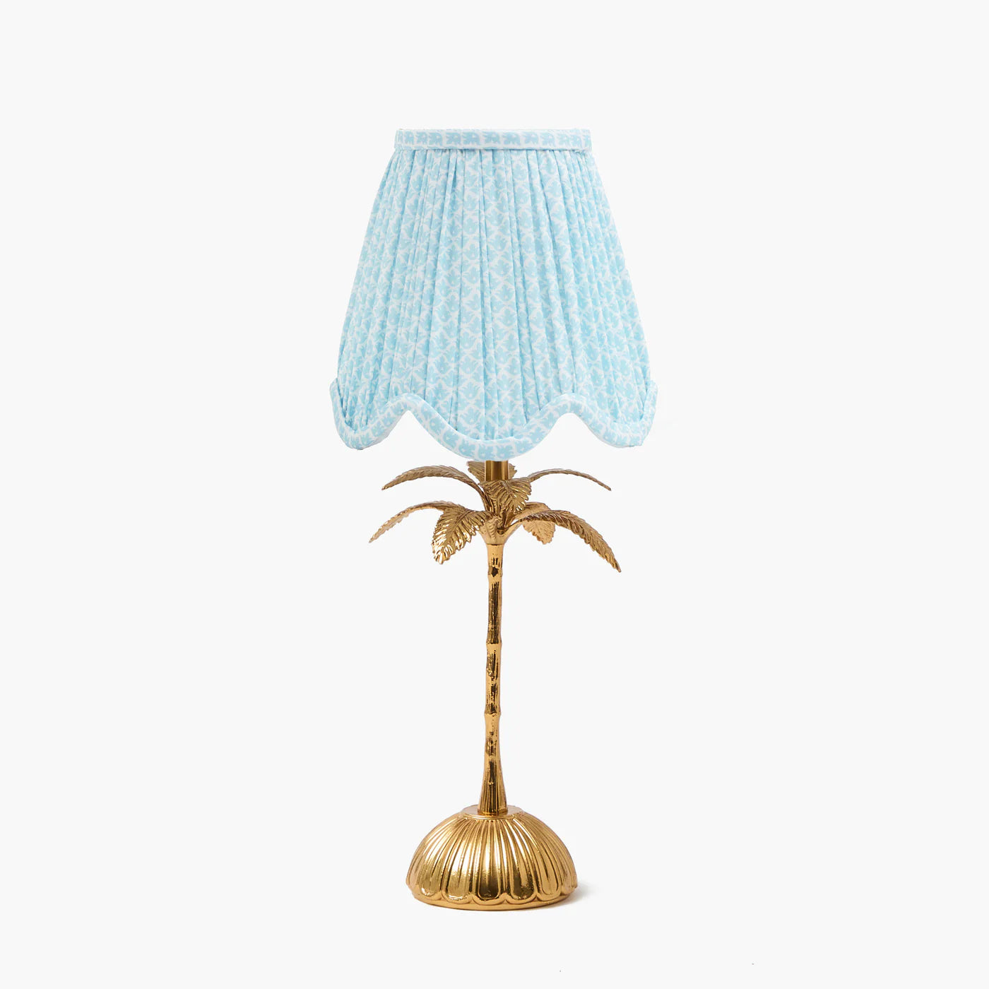 Soft Blue Lotus Deep Scalloped Lampshade (14cm)