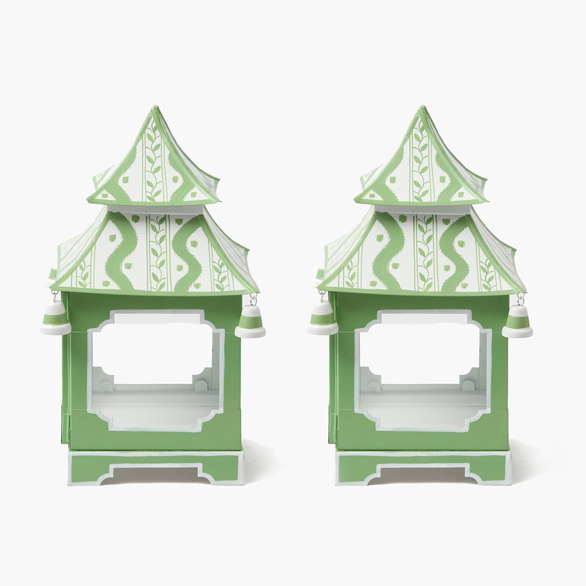 Green Mini Ikat Pagoda Lanterns (Pair)