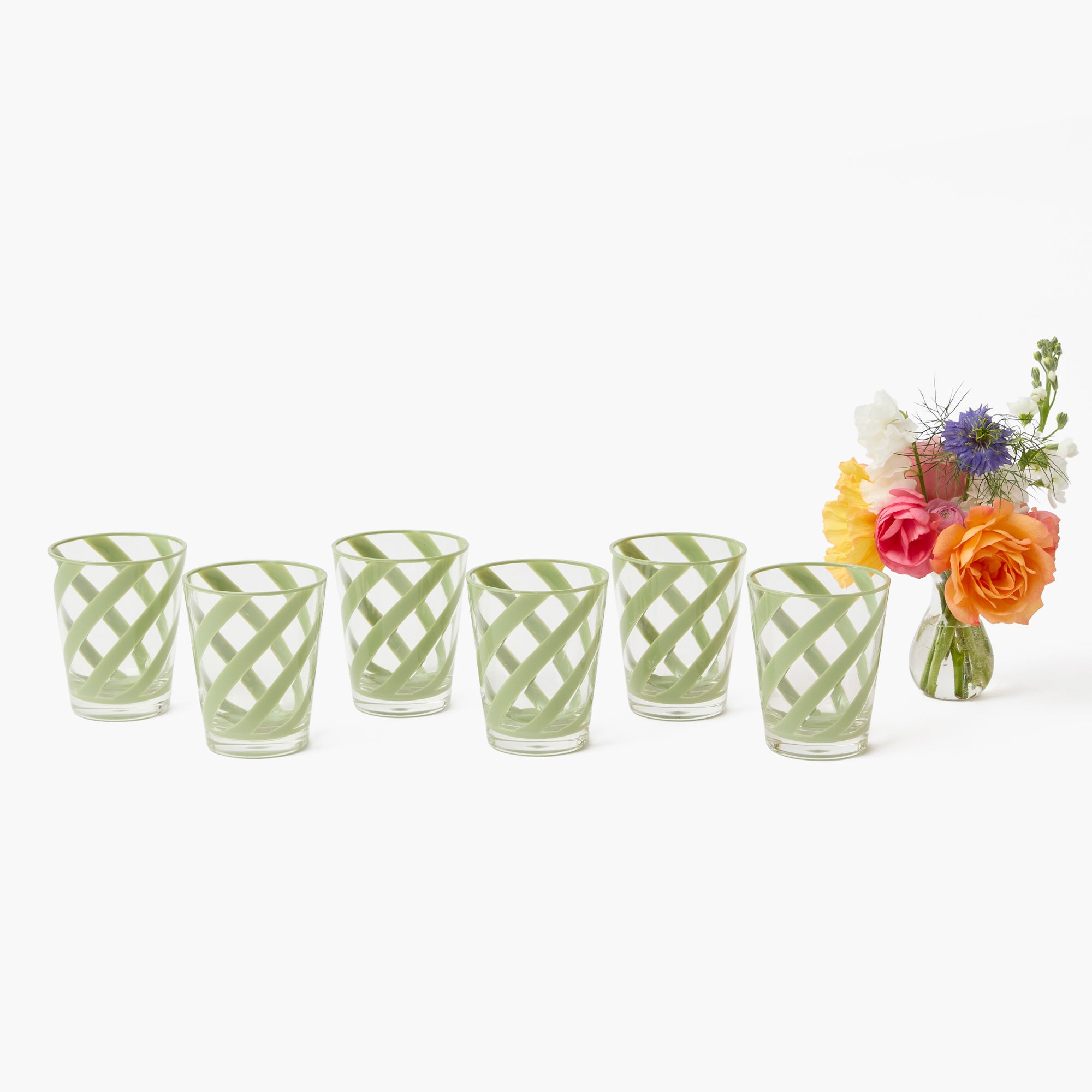Green Swirl Outdoor Glasses (Set of 6)