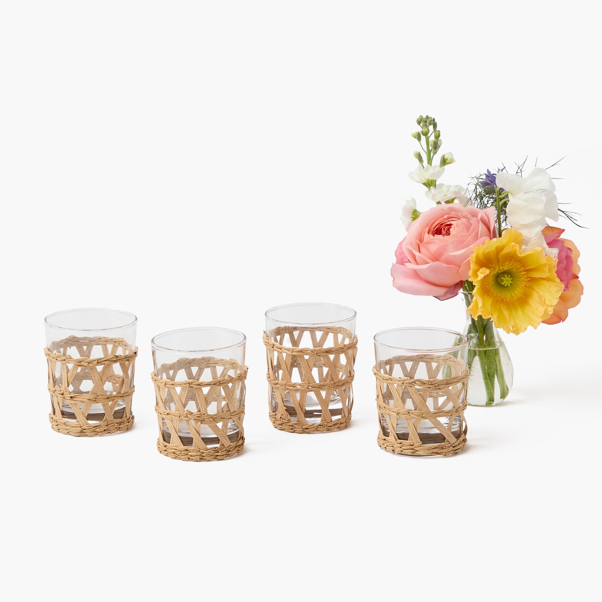 Raffia Water Glasses (Set of 4)