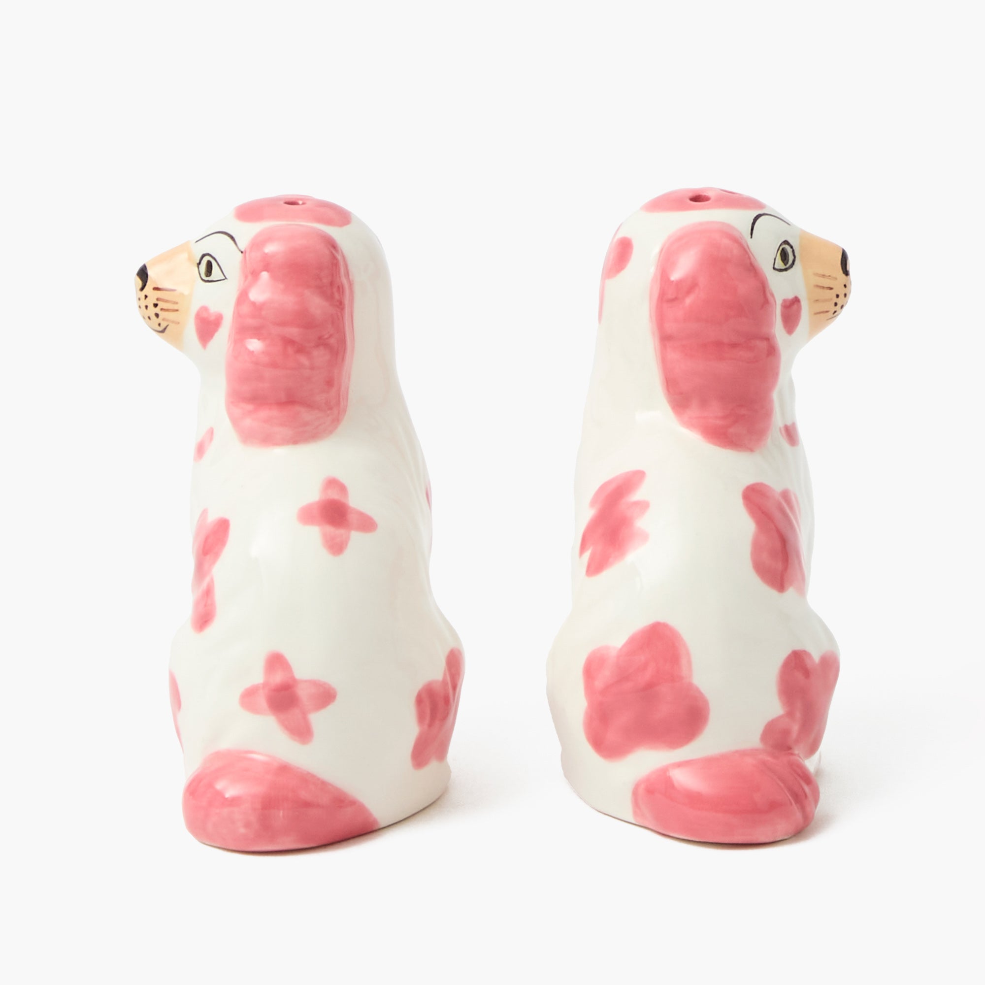 Pink Staffordshire Dog Salt & Pepper Shakers