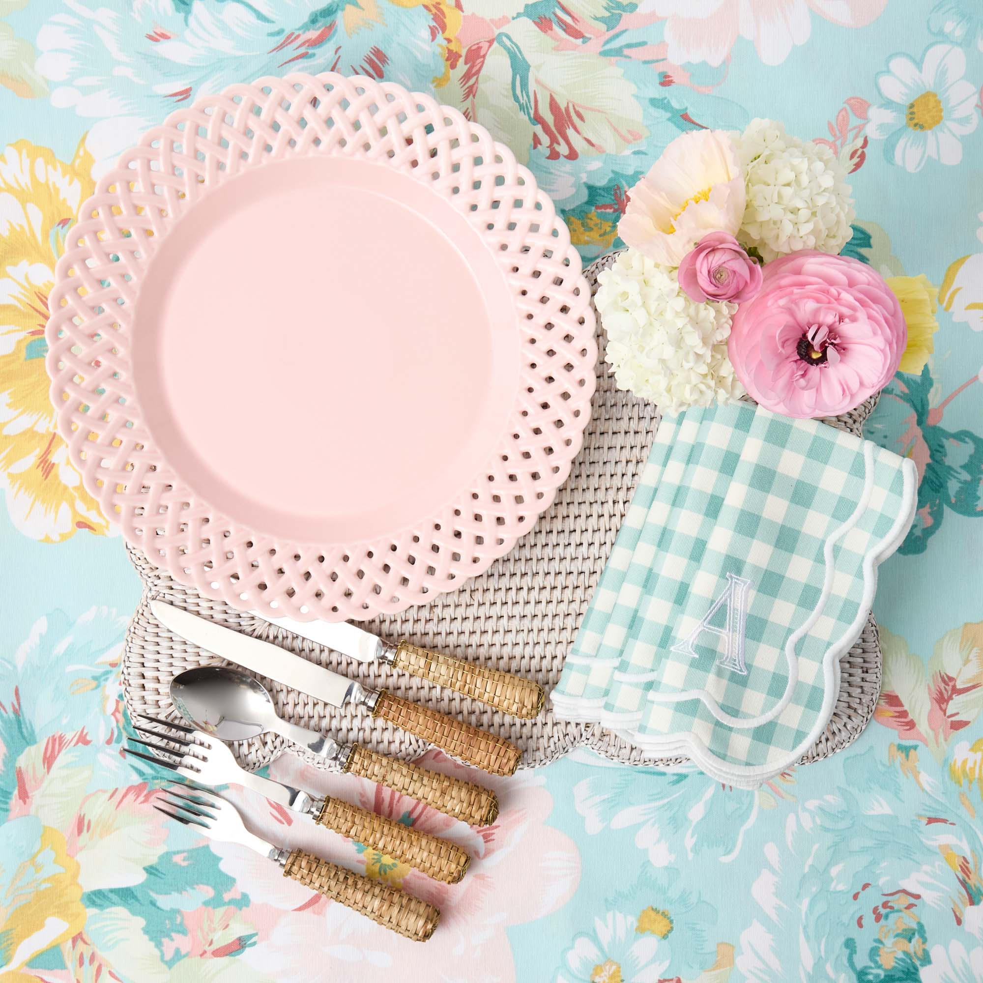 Pink Basketweave Dinner Plate