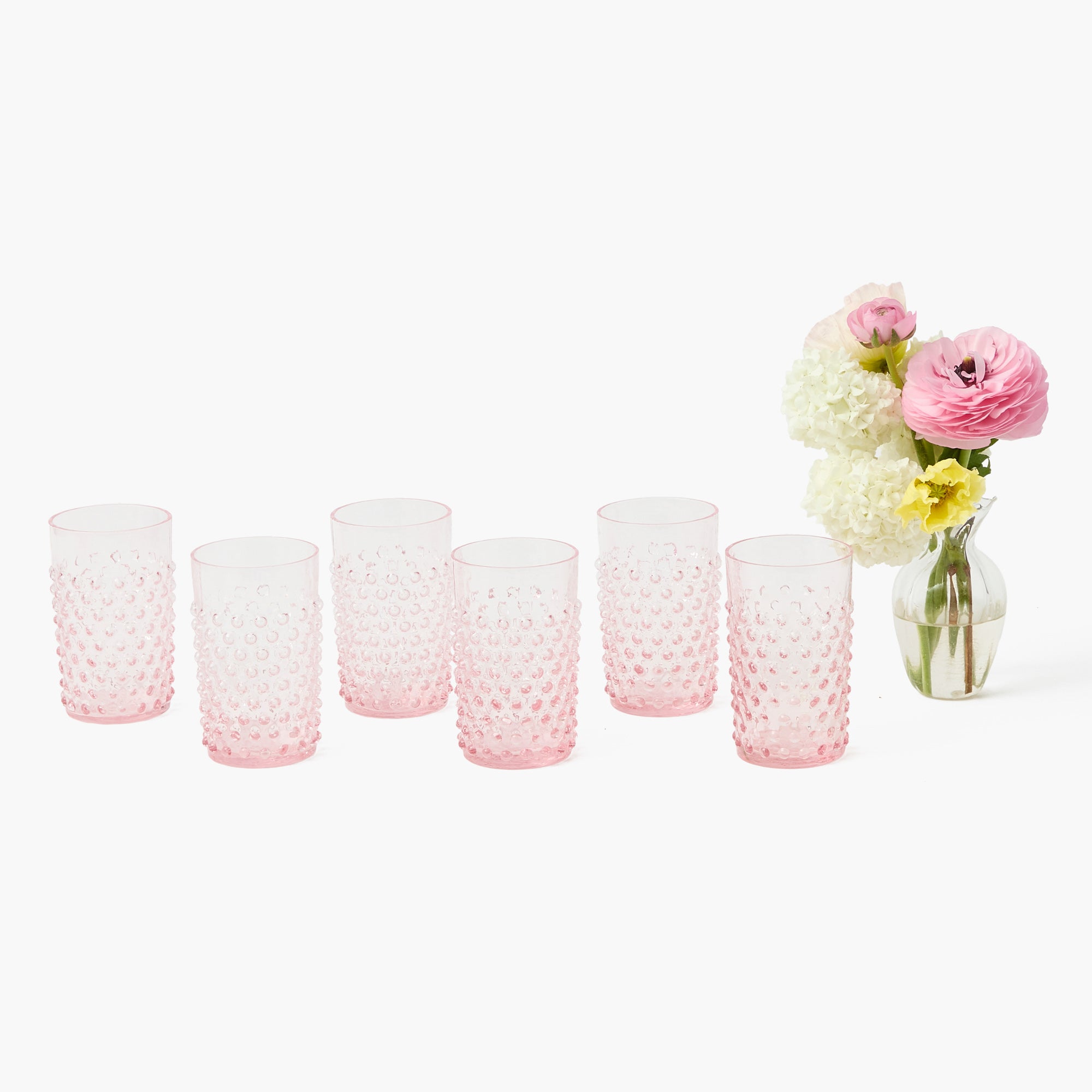 Rose Pink Hobnail Glasses (Set of 6), image size:2000x2000