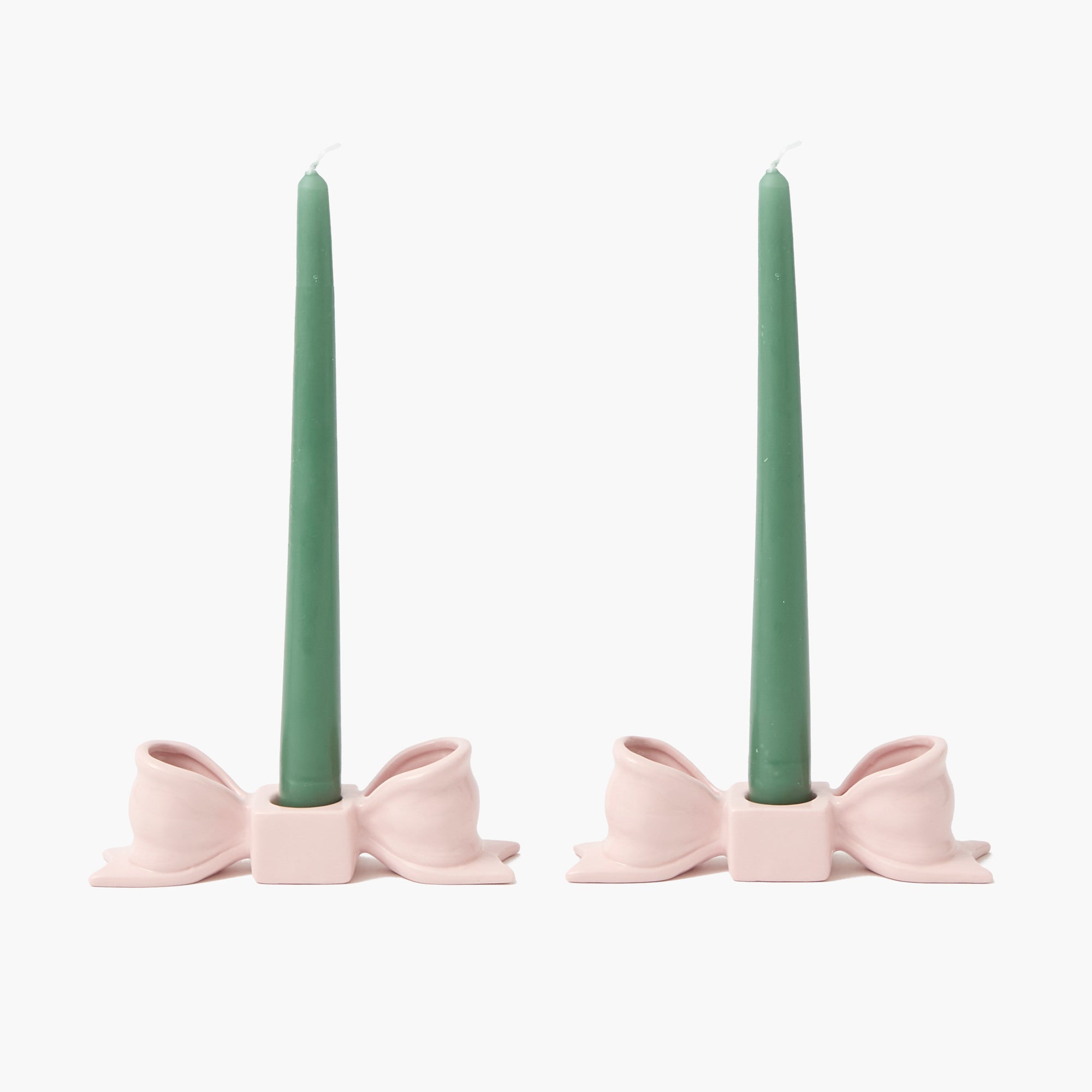 Petal Pink Ceramic Bow Candle Holder (Pair)