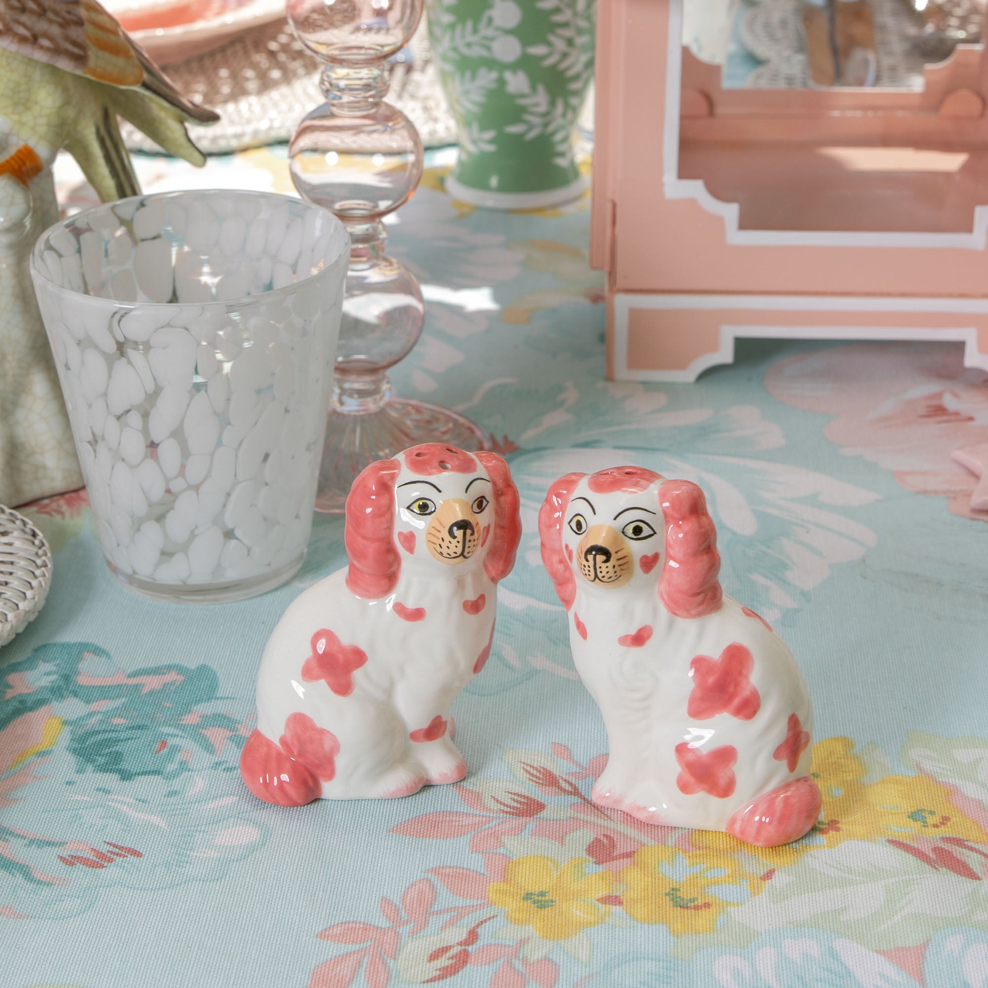 Pink Staffordshire Dog Salt & Pepper Shakers